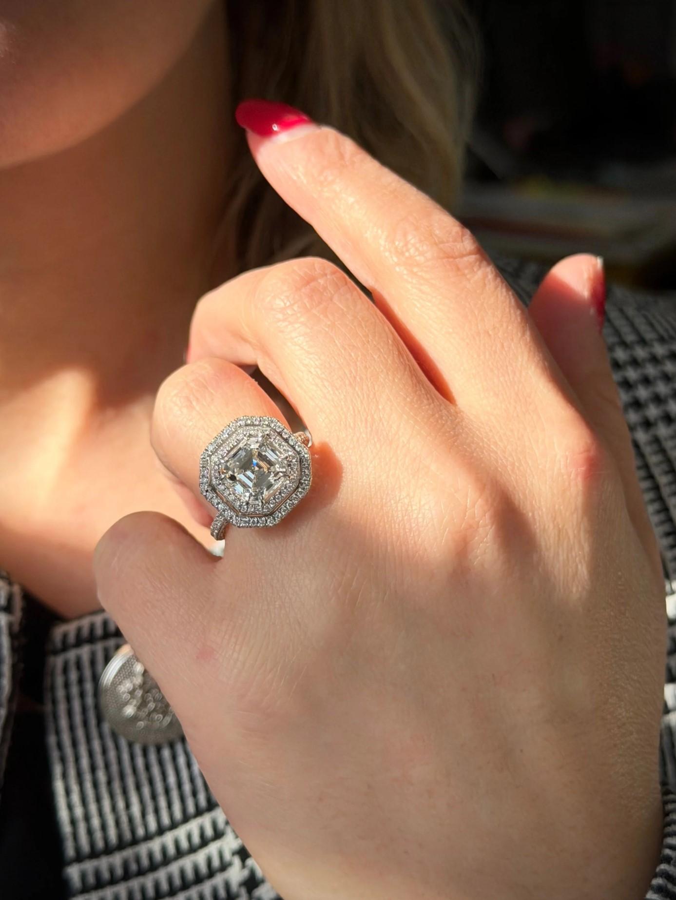Diana M. Jewels Double Halo Platinum Diamond Engagement Ring Sz. 6 EM344 — view 2