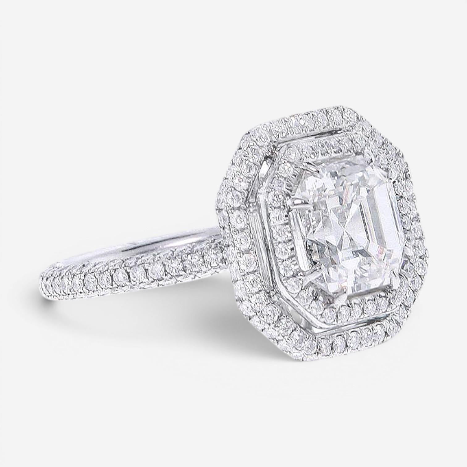 Diana M. Jewels Double Halo Platinum Diamond Engagement Ring Sz. 6 EM344 — view 4