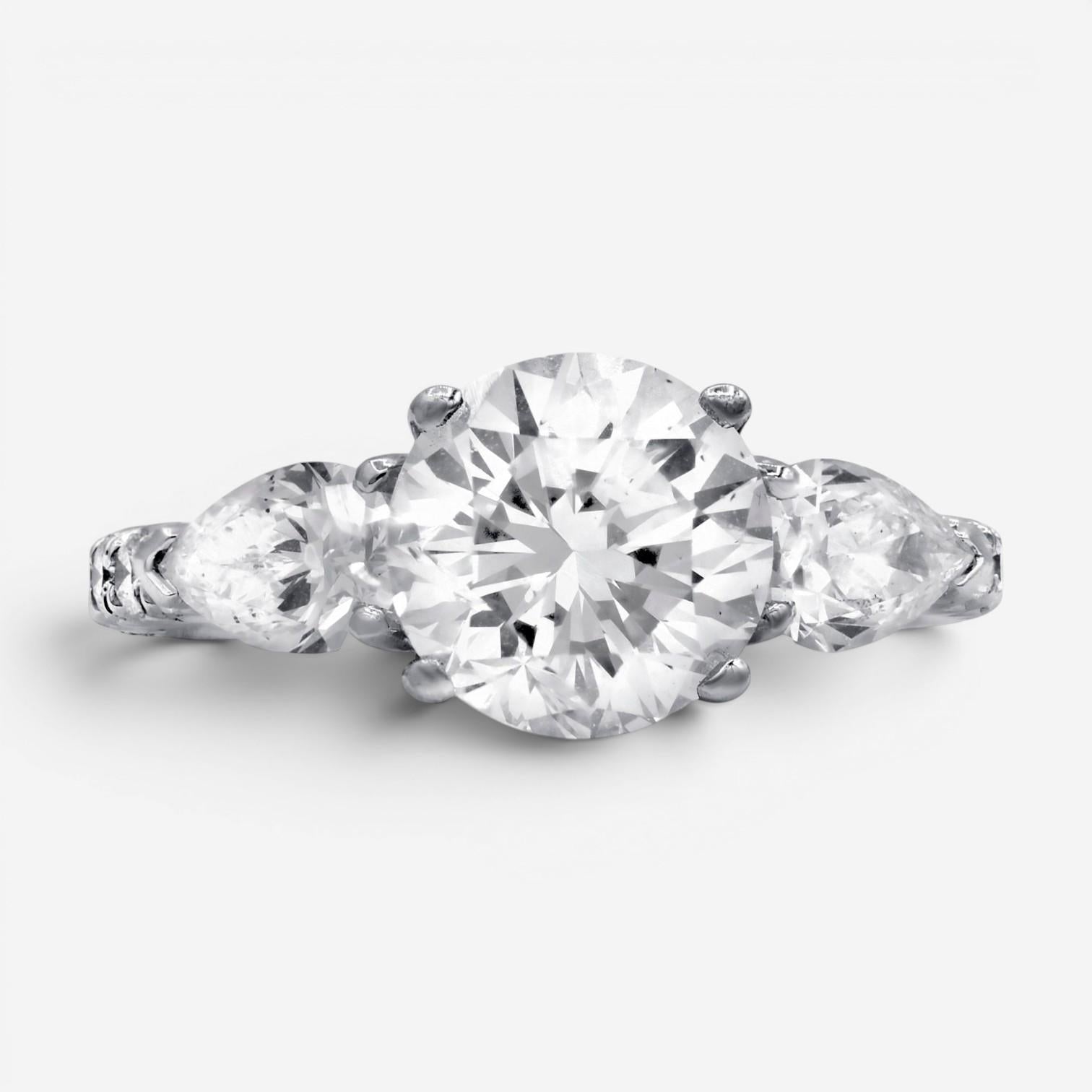 Diana M. Jewels Three Stone Platinum Diamond Engagement Ring Sz. 6.5 RD2228