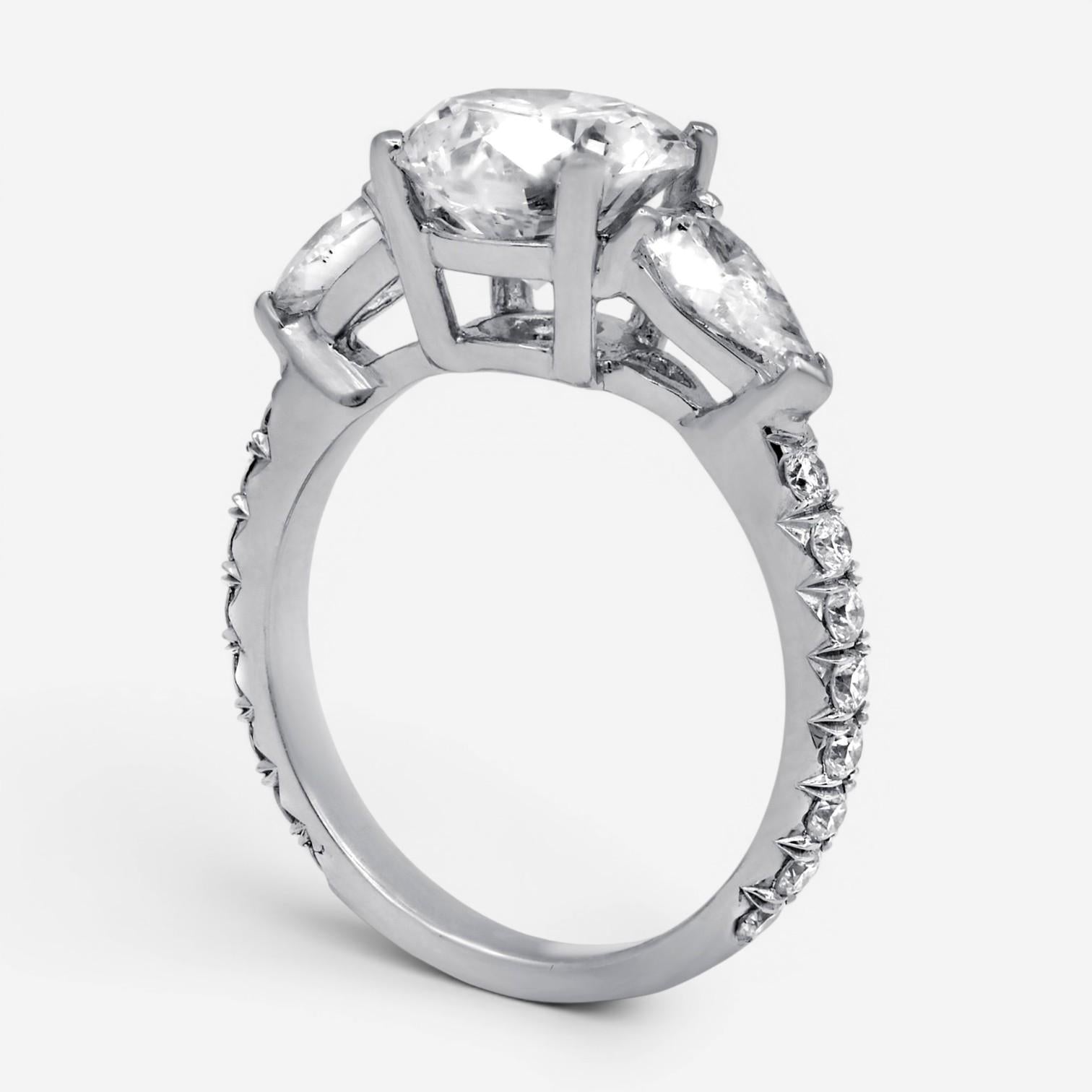Diana M. Jewels Three Stone Platinum Diamond Engagement Ring Sz. 6.5 RD2228 — view 3