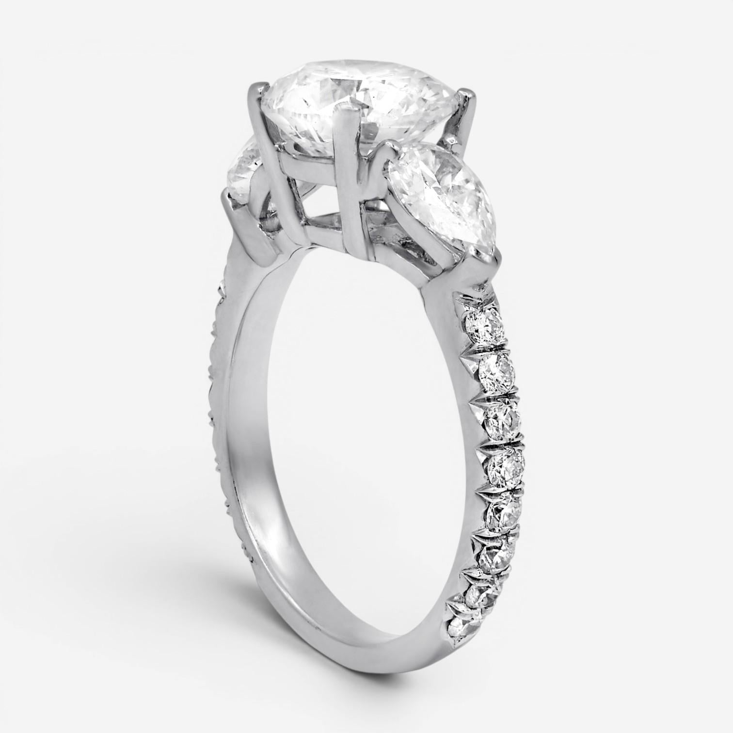 Diana M. Jewels Three Stone Platinum Diamond Engagement Ring Sz. 6.5 RD2228 — view 4