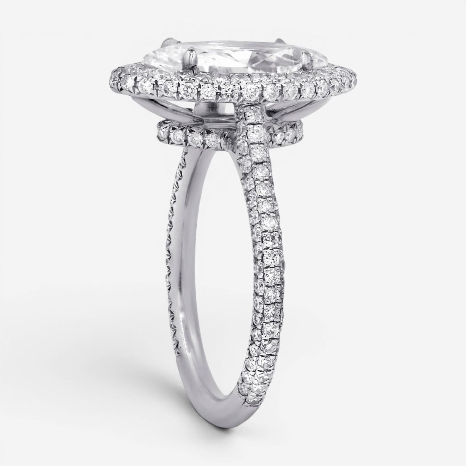 Diana M. Jewels Marquise Cut Halo Platinum Diamond Engagement Ring Sz. 6 MQ370 — view 2