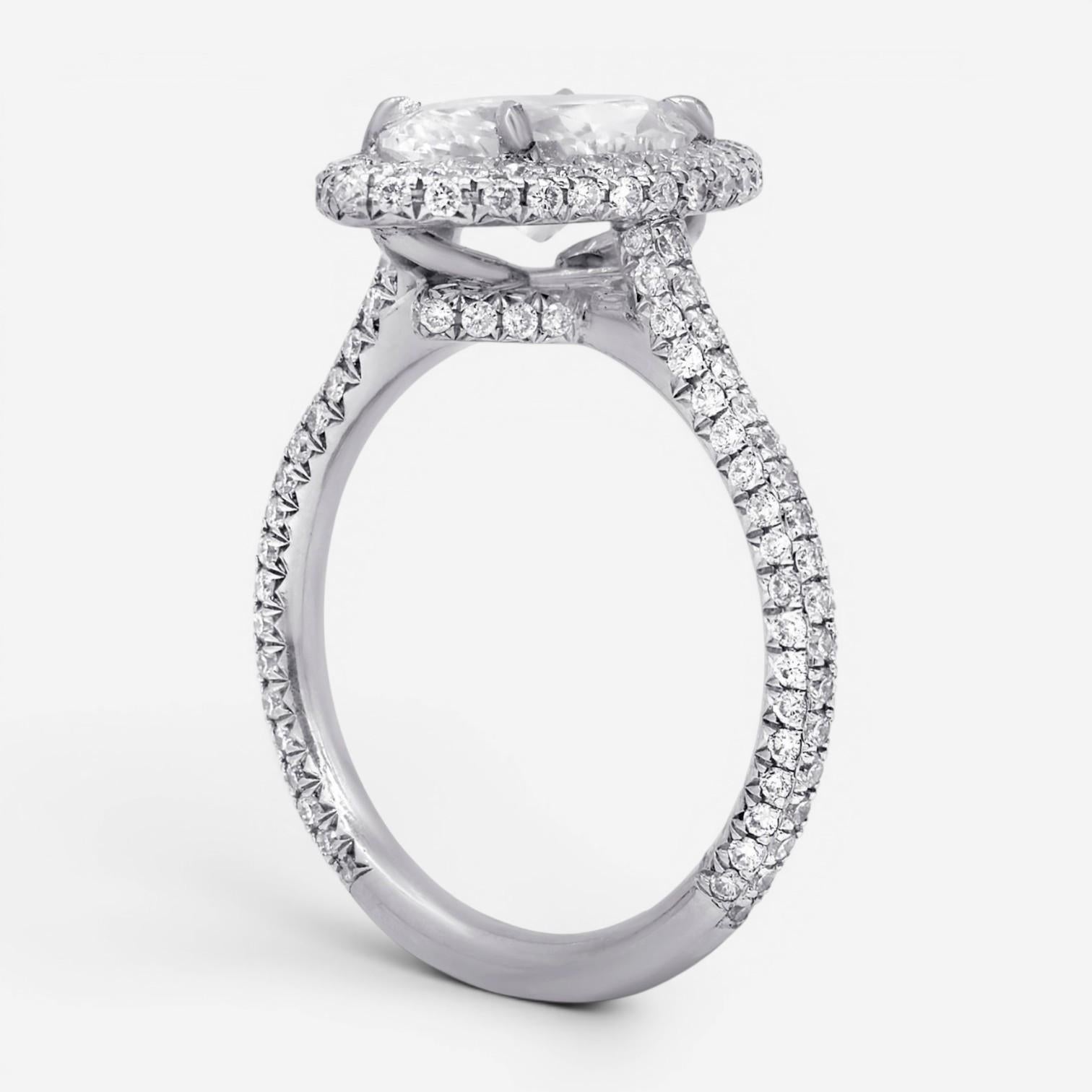 Diana M. Jewels Marquise Cut Halo Platinum Diamond Engagement Ring Sz. 6 MQ370 — view 3