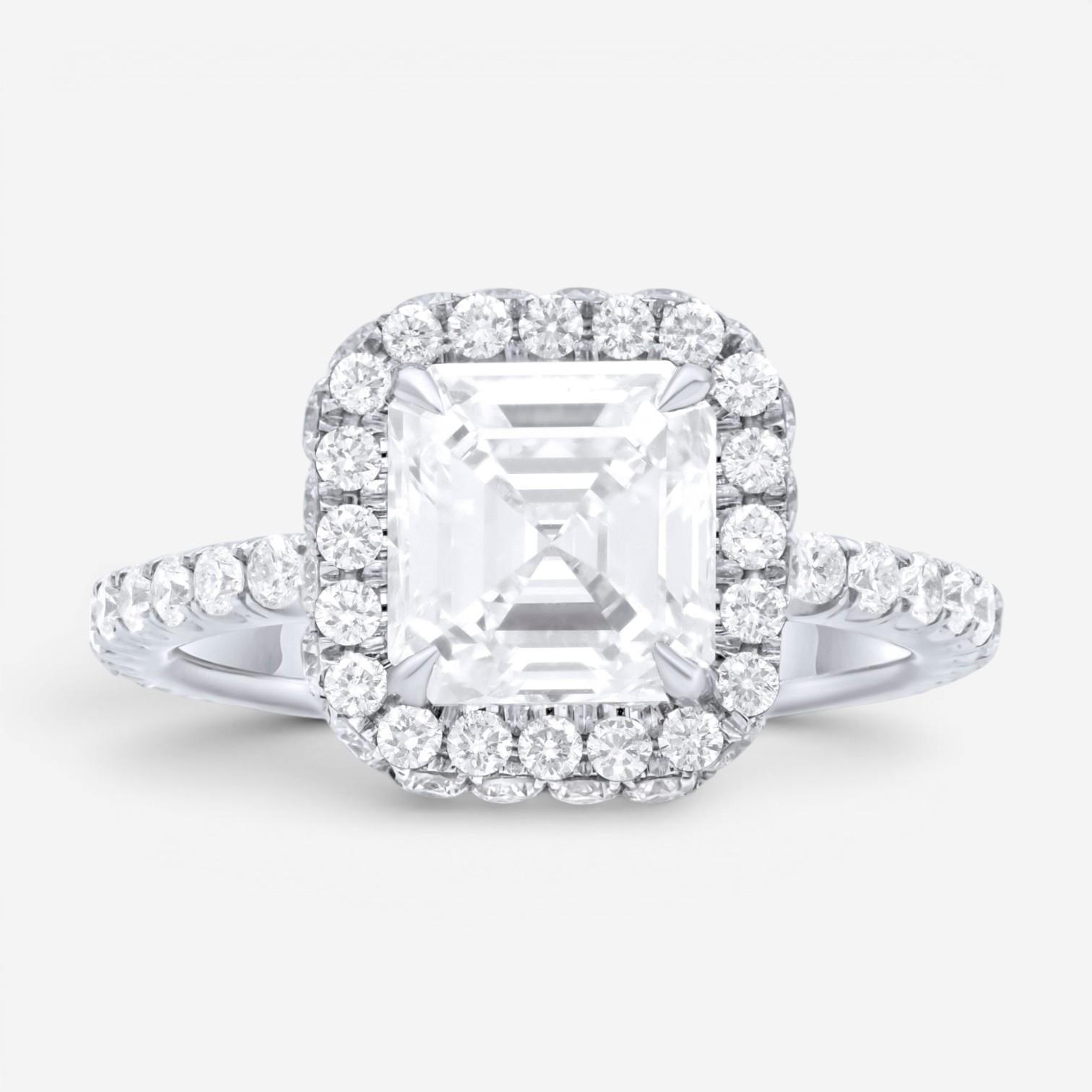 Diana M. Jewels Emerald Cut Halo Platinum Diamond Engagement Ring Sz. 6 EM466