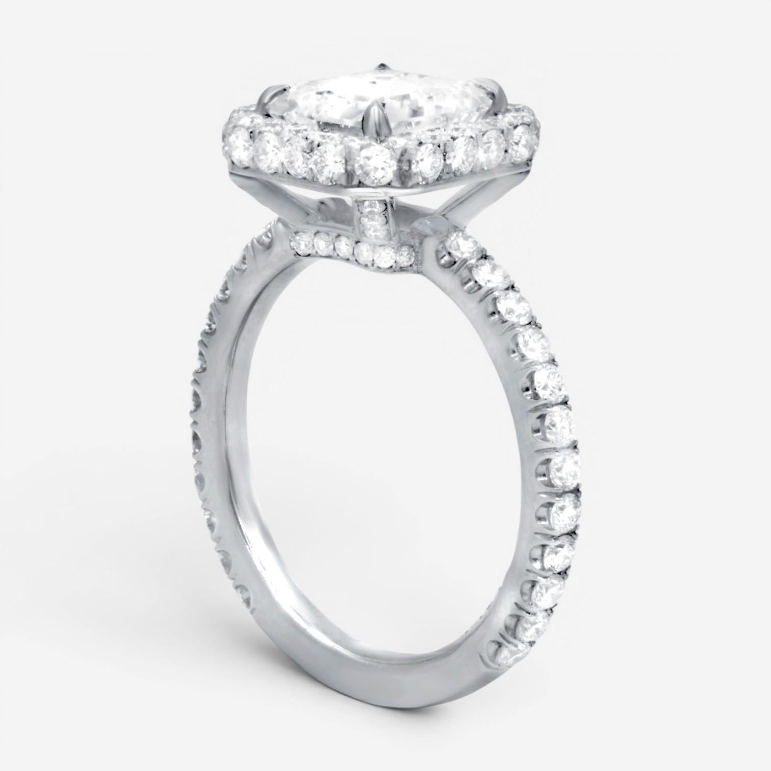 Diana M. Jewels Emerald Cut Halo Platinum Diamond Engagement Ring Sz. 6 EM466 — view 3