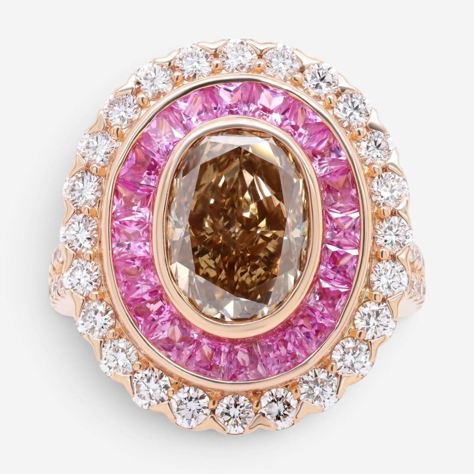 Diana M. Jewels Split Shank 18K Rose Gold Diamond Engagement Ring Sz. 6.5 OV207