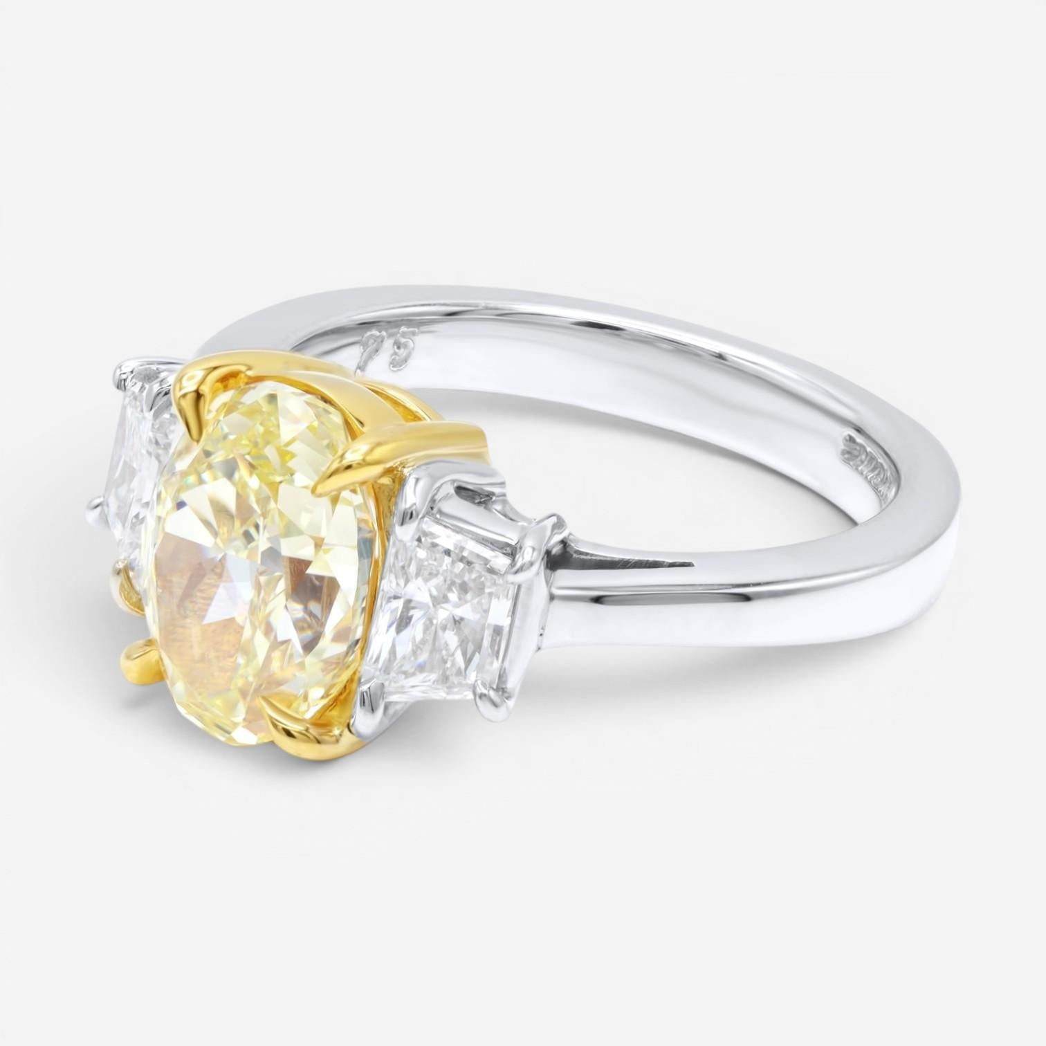 Diana M. Jewels Platinum & 18K Yellow Gold Diamond Engagement Ring Sz. 6 OV165 — view 3