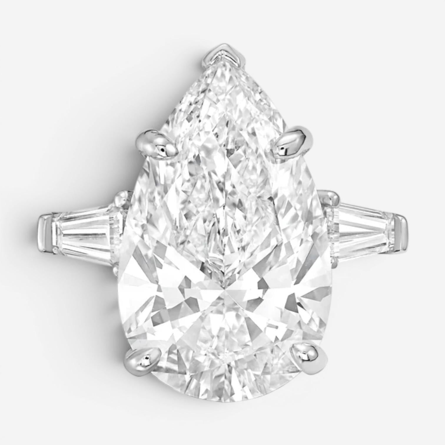 Diana M. Jewels Pear Cut Platinum Diamond Engagement Ring Sz. 6 PS399