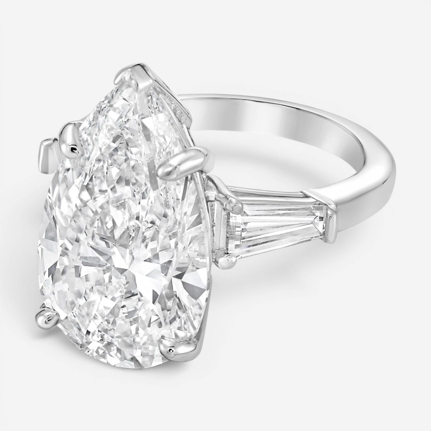 Diana M. Jewels Pear Cut Platinum Diamond Engagement Ring Sz. 6 PS399 — view 2