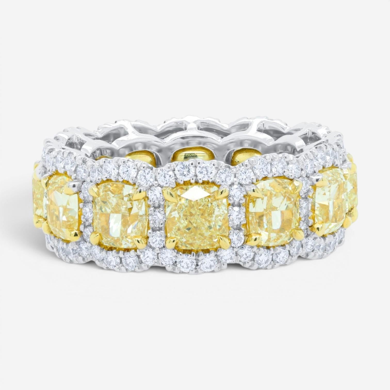 Diana M. Jewels Eternity 18K Yellow Gold & Platinum Diamond Band Sz. 6.5 WB5029