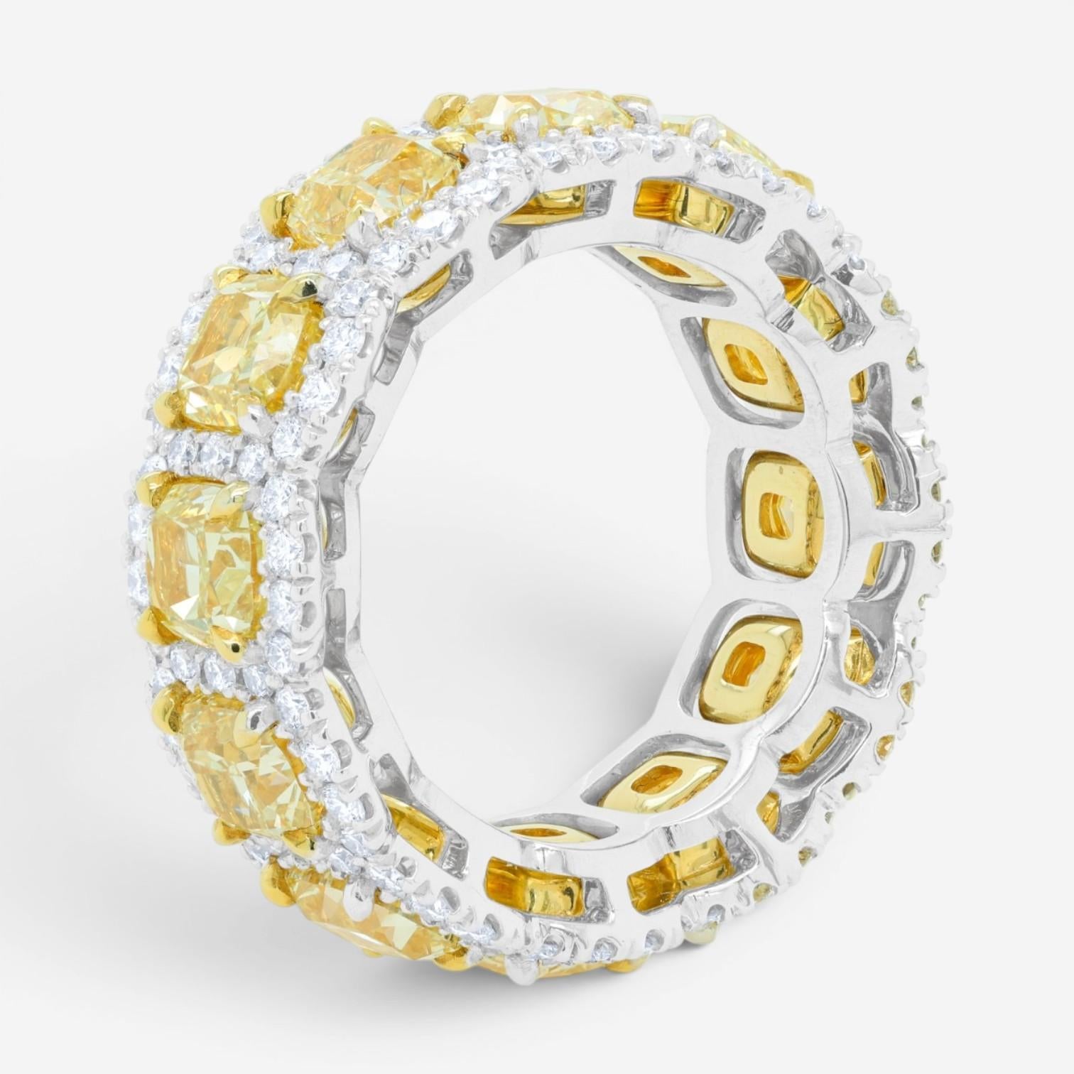 Diana M. Jewels Eternity 18K Yellow Gold & Platinum Diamond Band Sz. 6.5 WB5029 — view 2