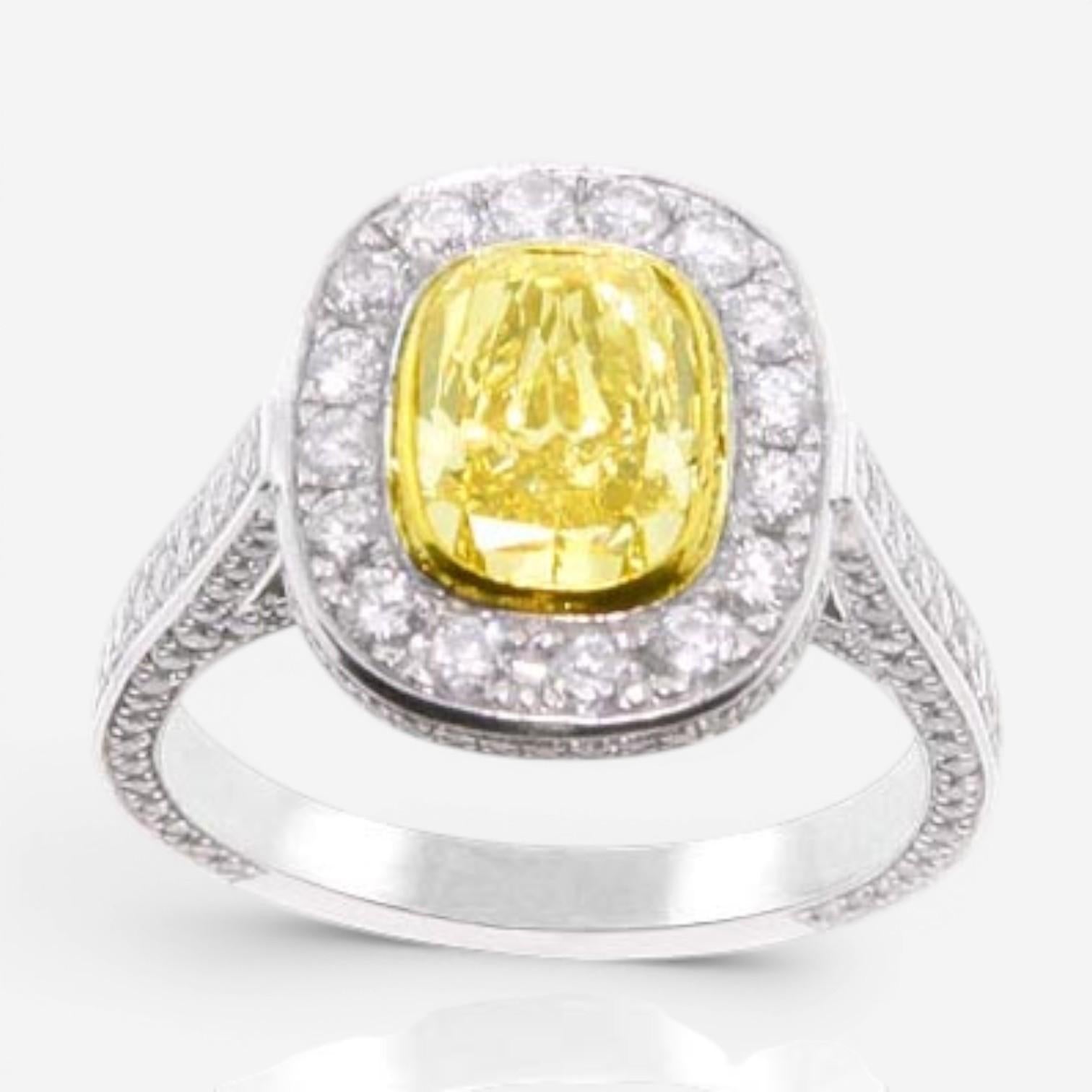 Diana M. Jewels Platinum & 18K Yellow Gold Diamond Engagement Ring Sz. 6 RAD131