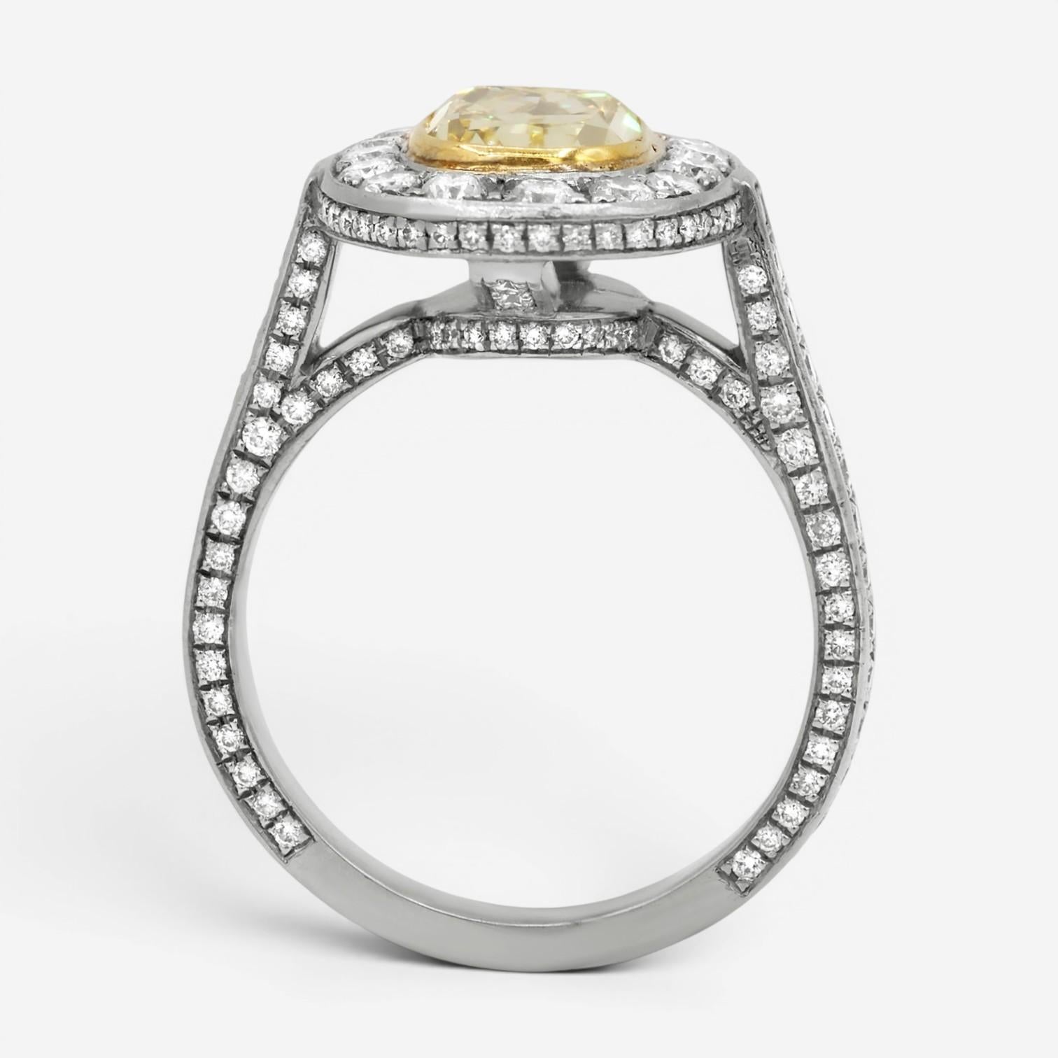 Diana M. Jewels Platinum & 18K Yellow Gold Diamond Engagement Ring Sz. 6 RAD131 — view 3