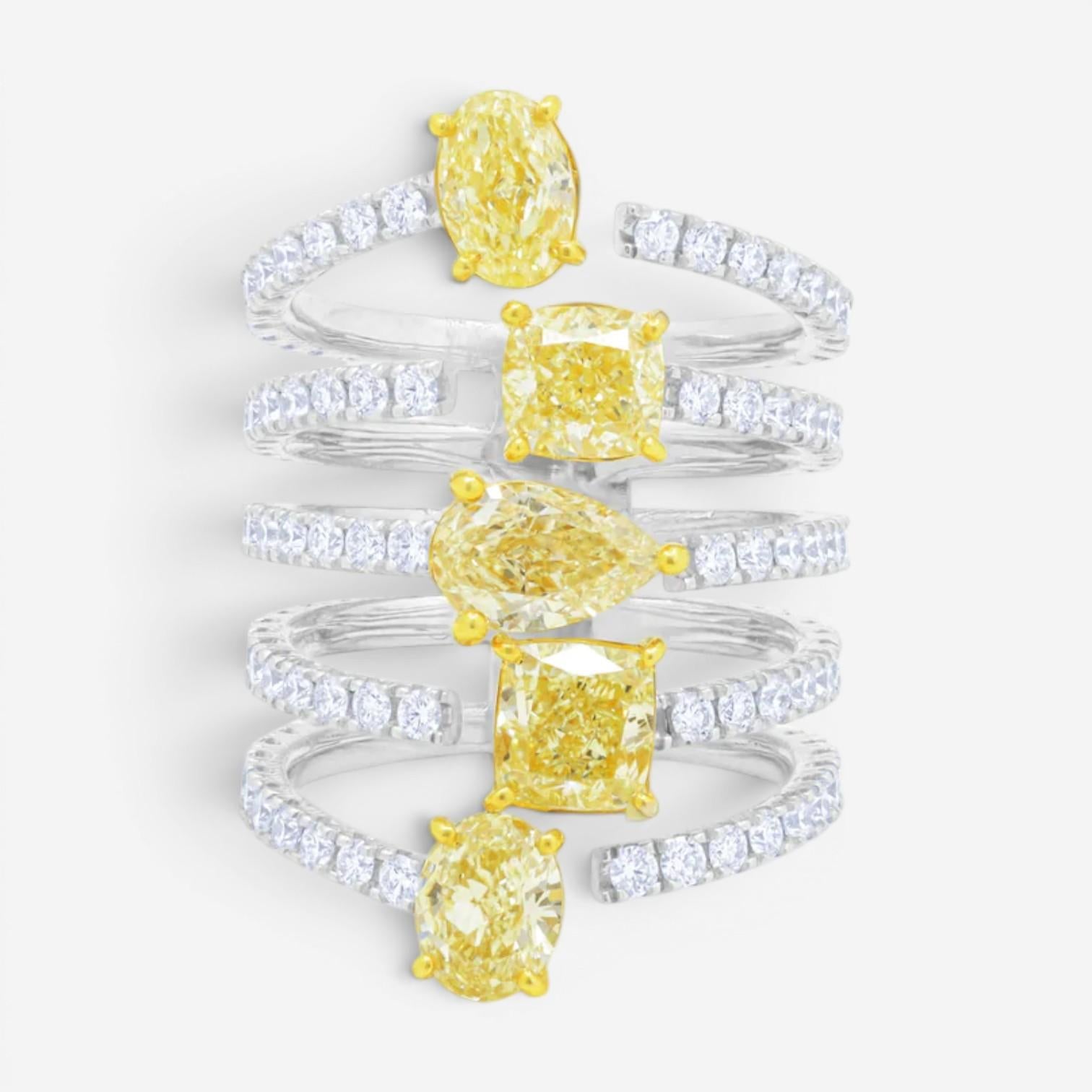 Diana M. Jewels 18K White & Yellow Gold Diamond Ring Sz. 6 FDR1228