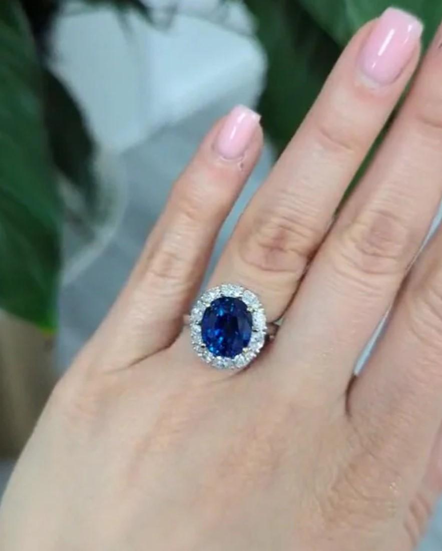Diana M. Jewels Platinum Sapphire & Diamond Statement Ring SDR671 — view 2