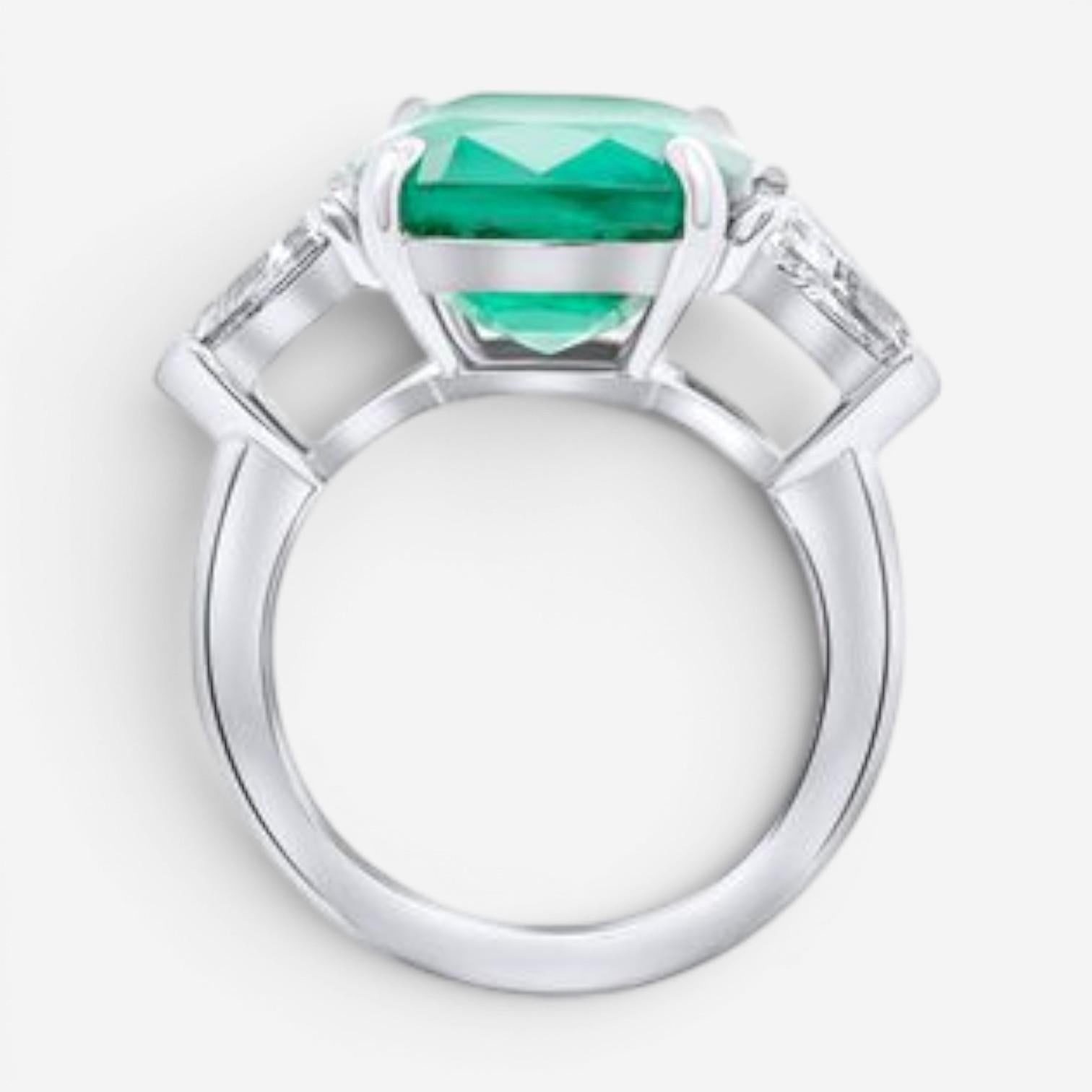 Diana M. Jewels Platinum Emerald & Diamond Statement Ring EDR327 — view 3