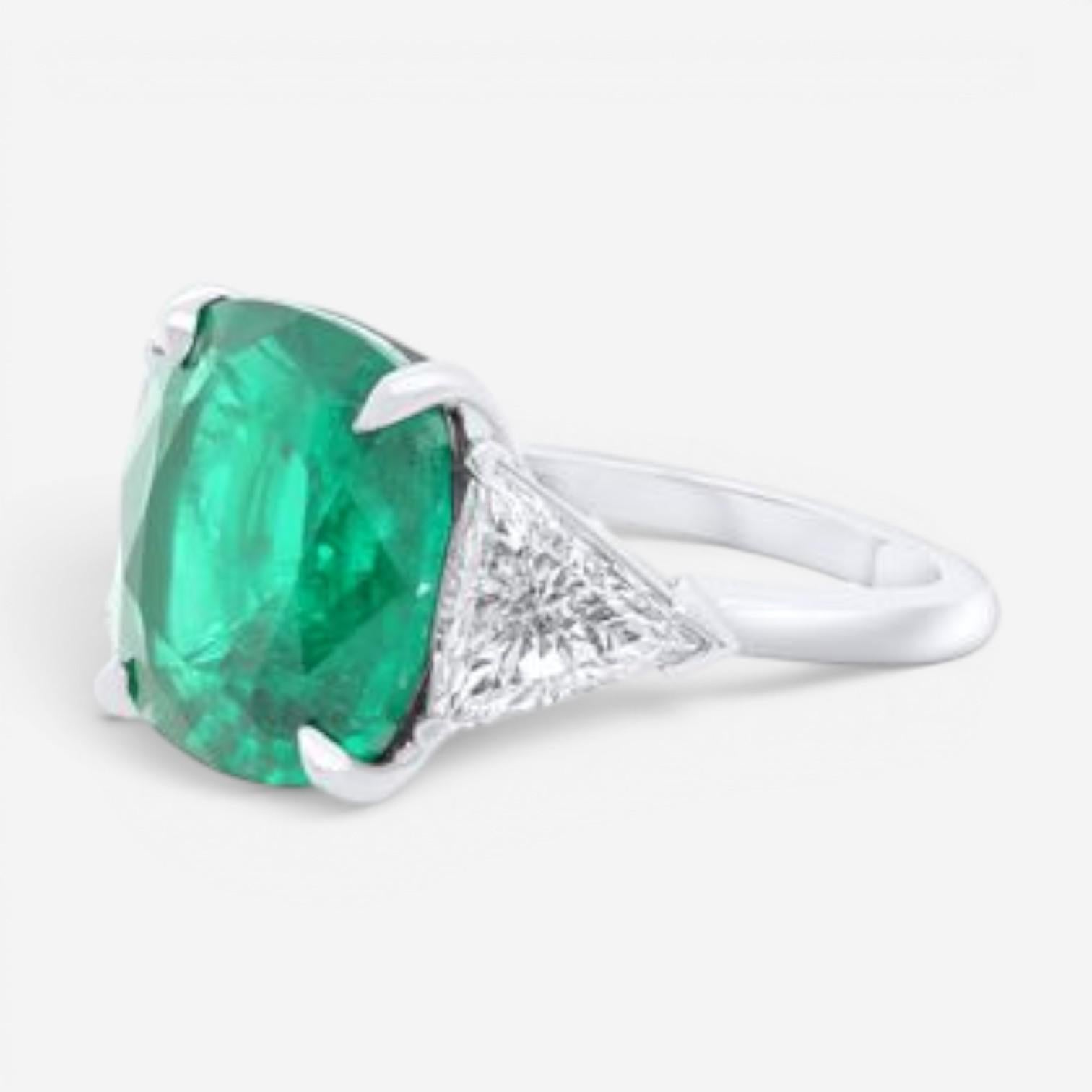 Diana M. Jewels Platinum Emerald & Diamond Statement Ring EDR327 — view 4