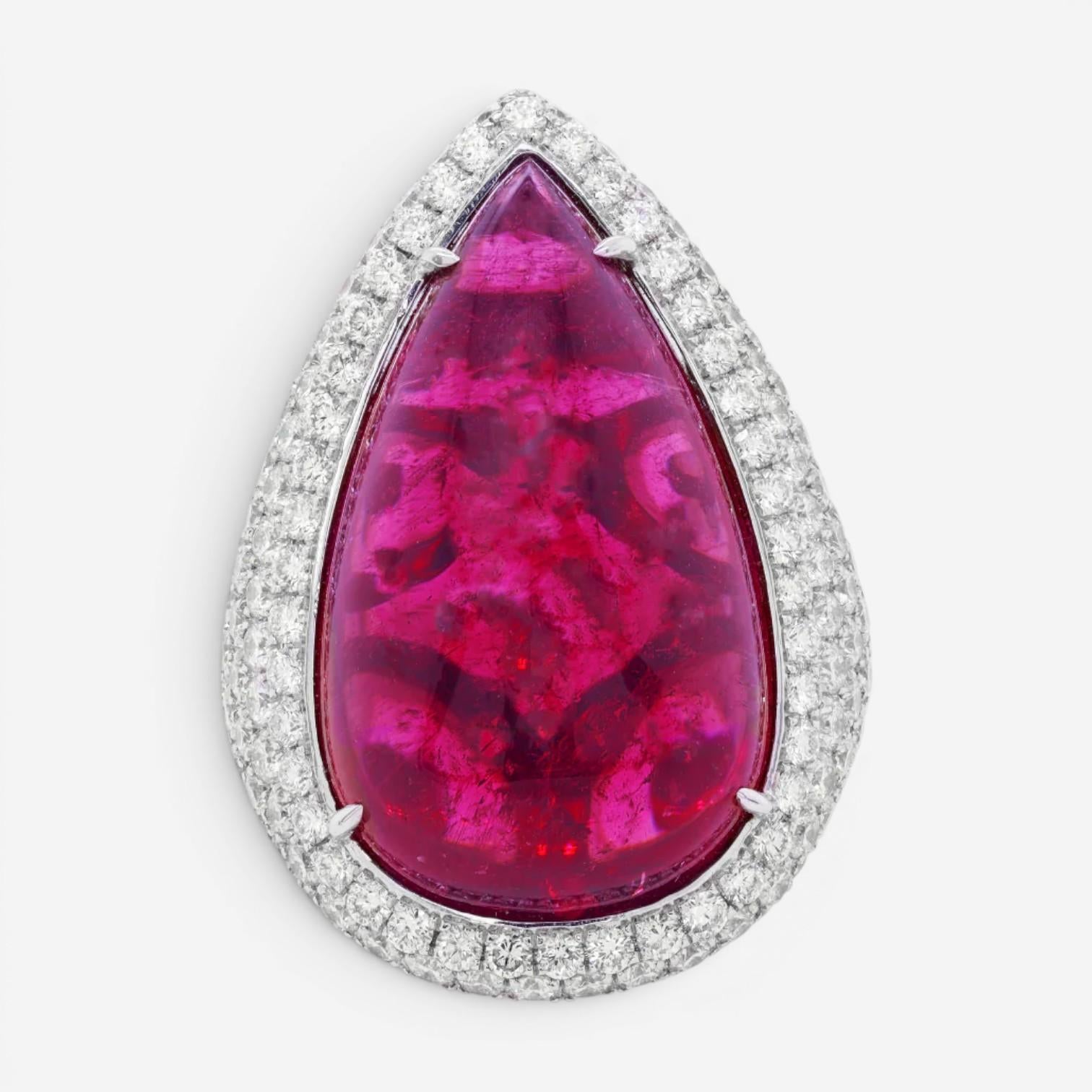 Diana M. Jewels 18K White Gold Tourmaline & Diamond Statement Ring Sz. 6 CSR51