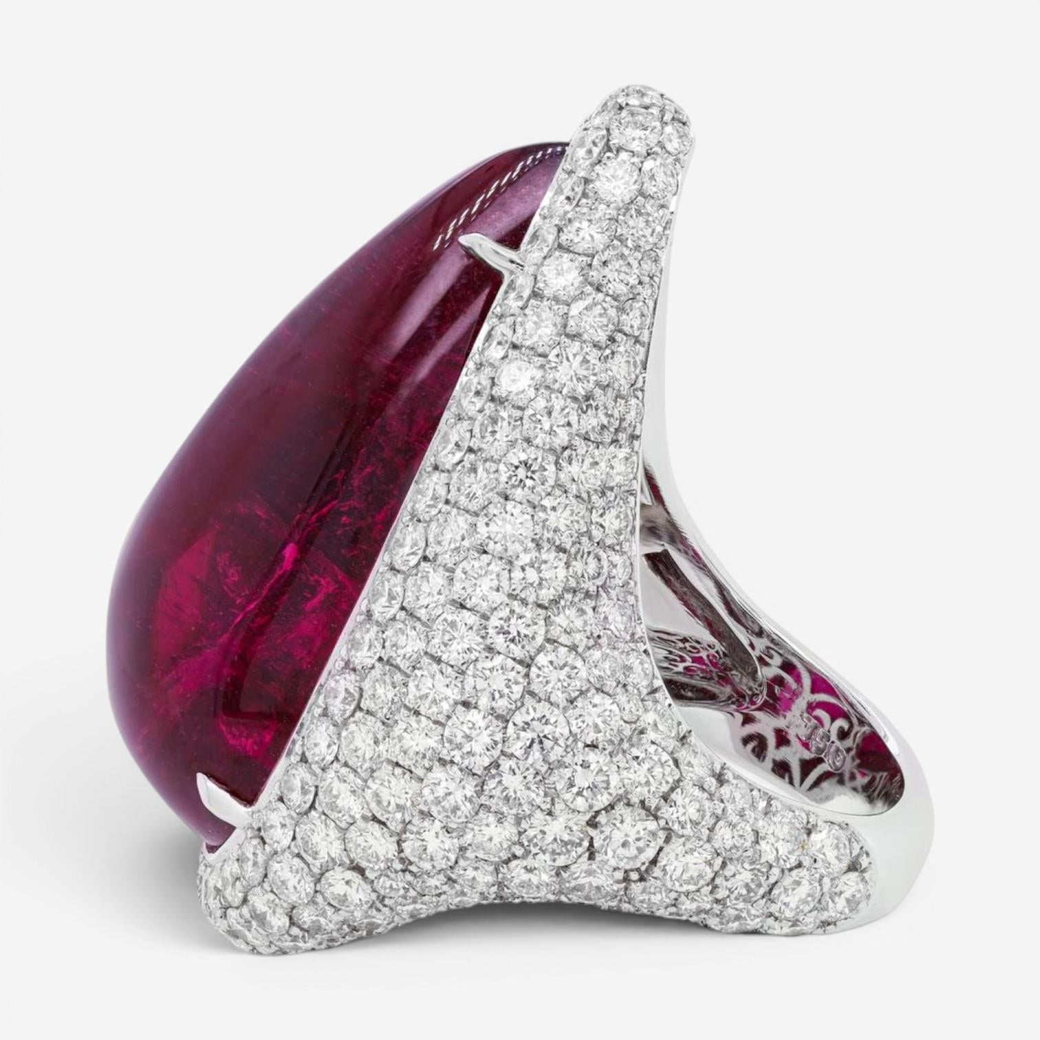 Diana M. Jewels 18K White Gold Tourmaline & Diamond Statement Ring Sz. 6 CSR51 — view 3
