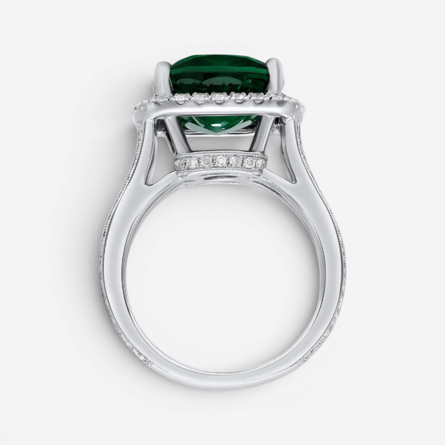 Diana M. Jewels 18K White Gold Emerald & Diamond Statement Ring Sz. 6.5 EDR324 — view 4
