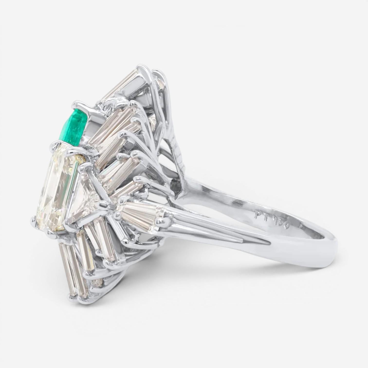 Diana M. Jewels Platinum Emerald & Diamond Statement Ring EDR310 — view 2