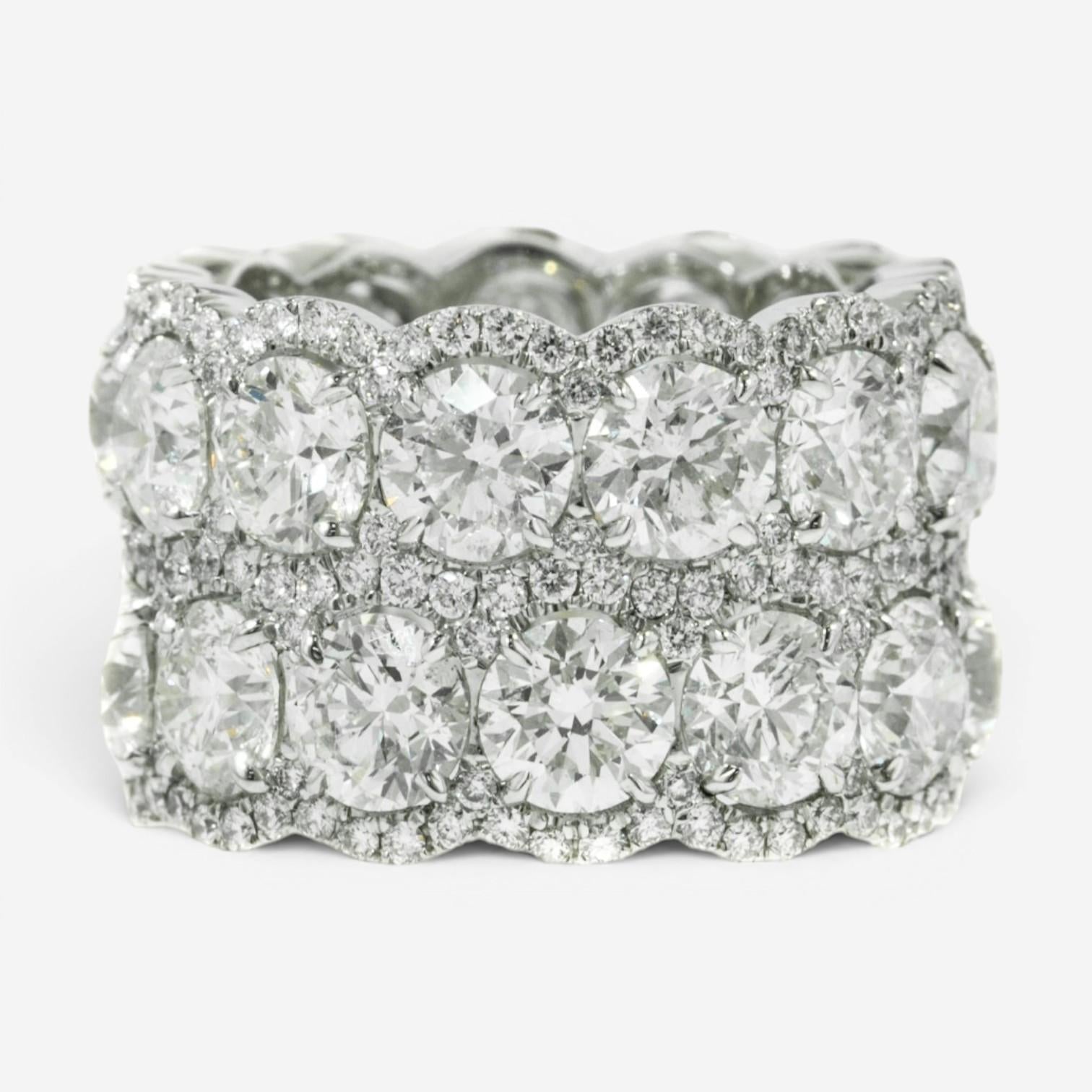 Diana M. Jewels Platinum Diamond Two-Row Eternity Band Ring Sz. 6.5 WB4733