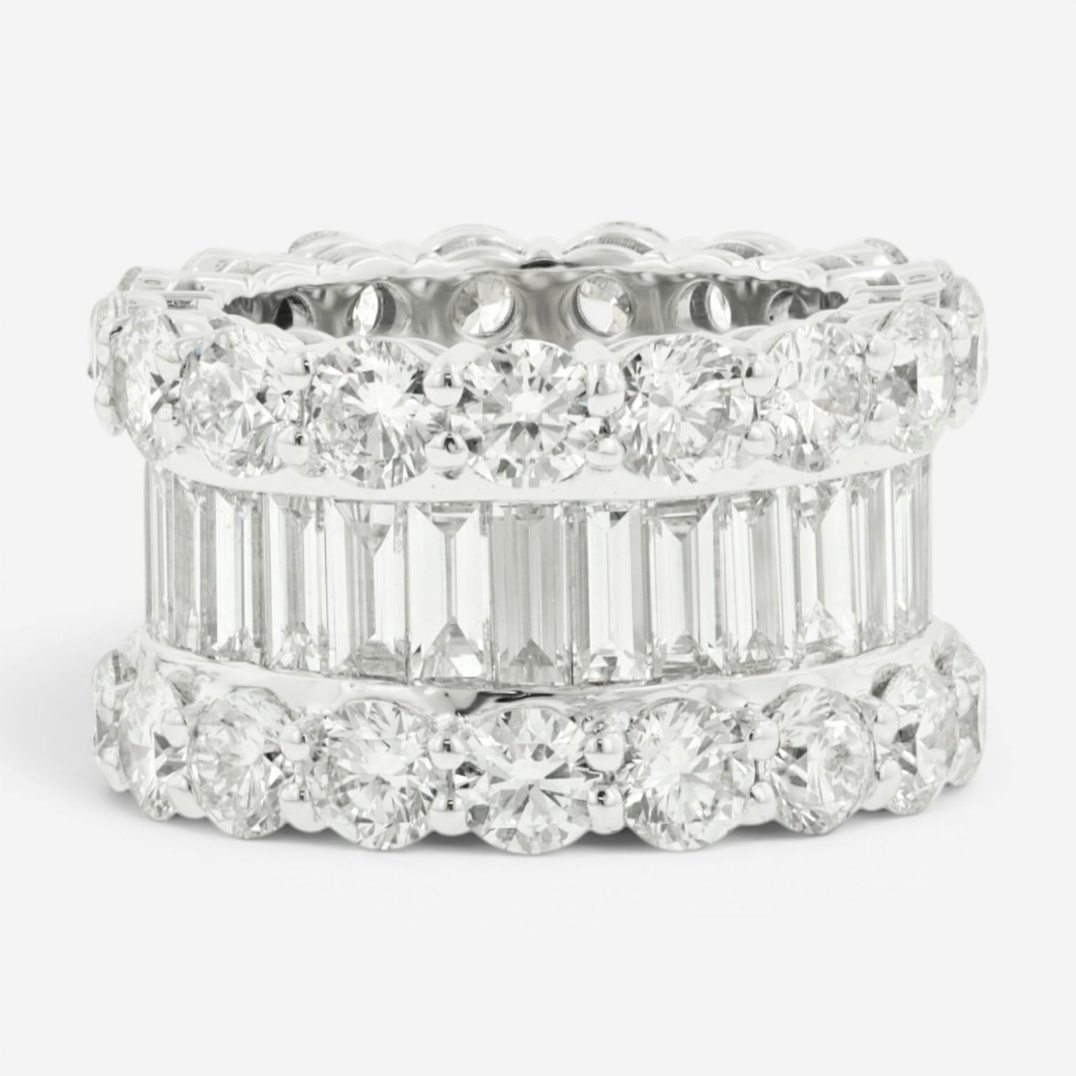 Diana M. Jewels 18K White Gold Diamond Three-Row Band Ring Sz. 6.5 WB4788