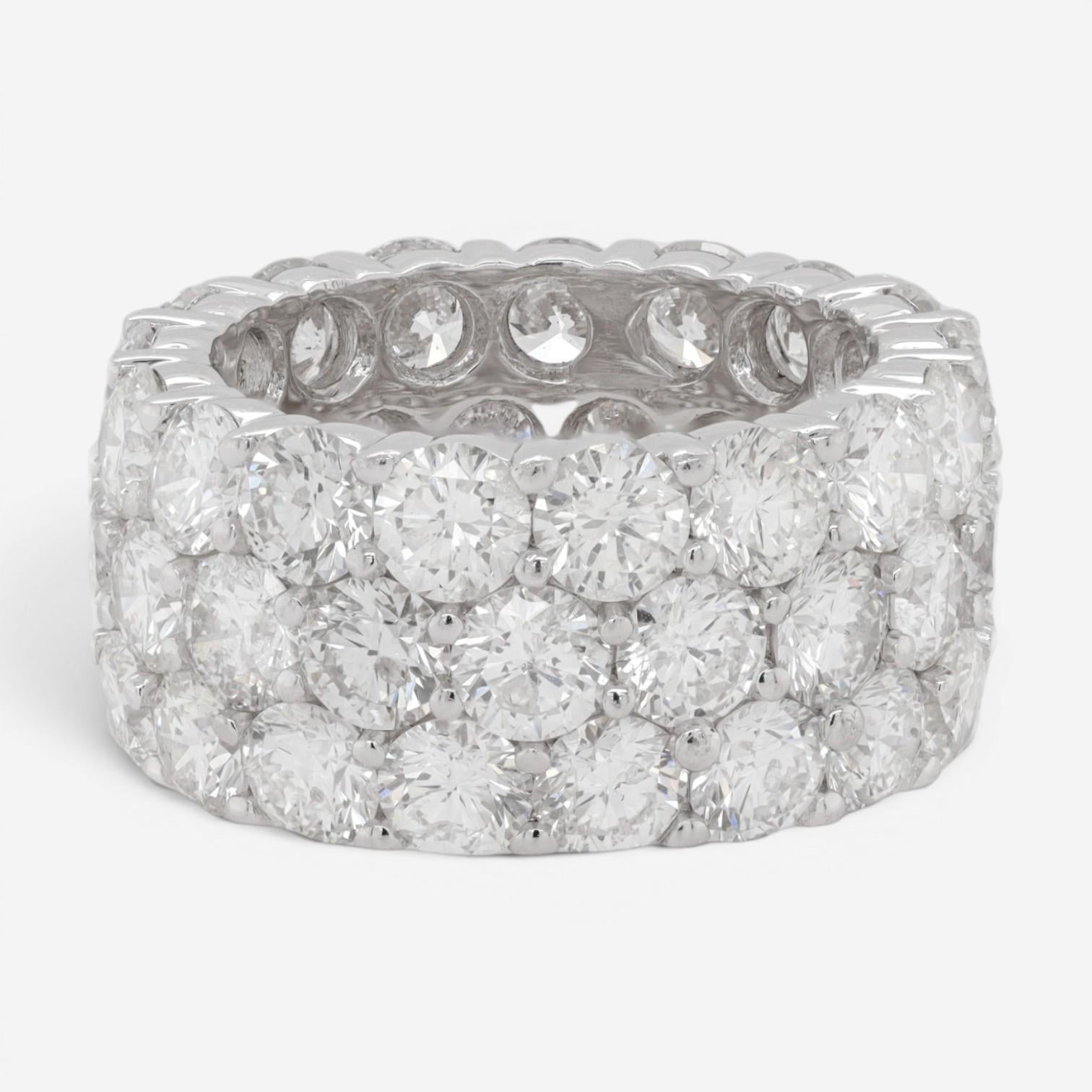 Diana M. Jewels 18K White Gold Diamond 3-Row Wedding Eternity Band Ring WB4792