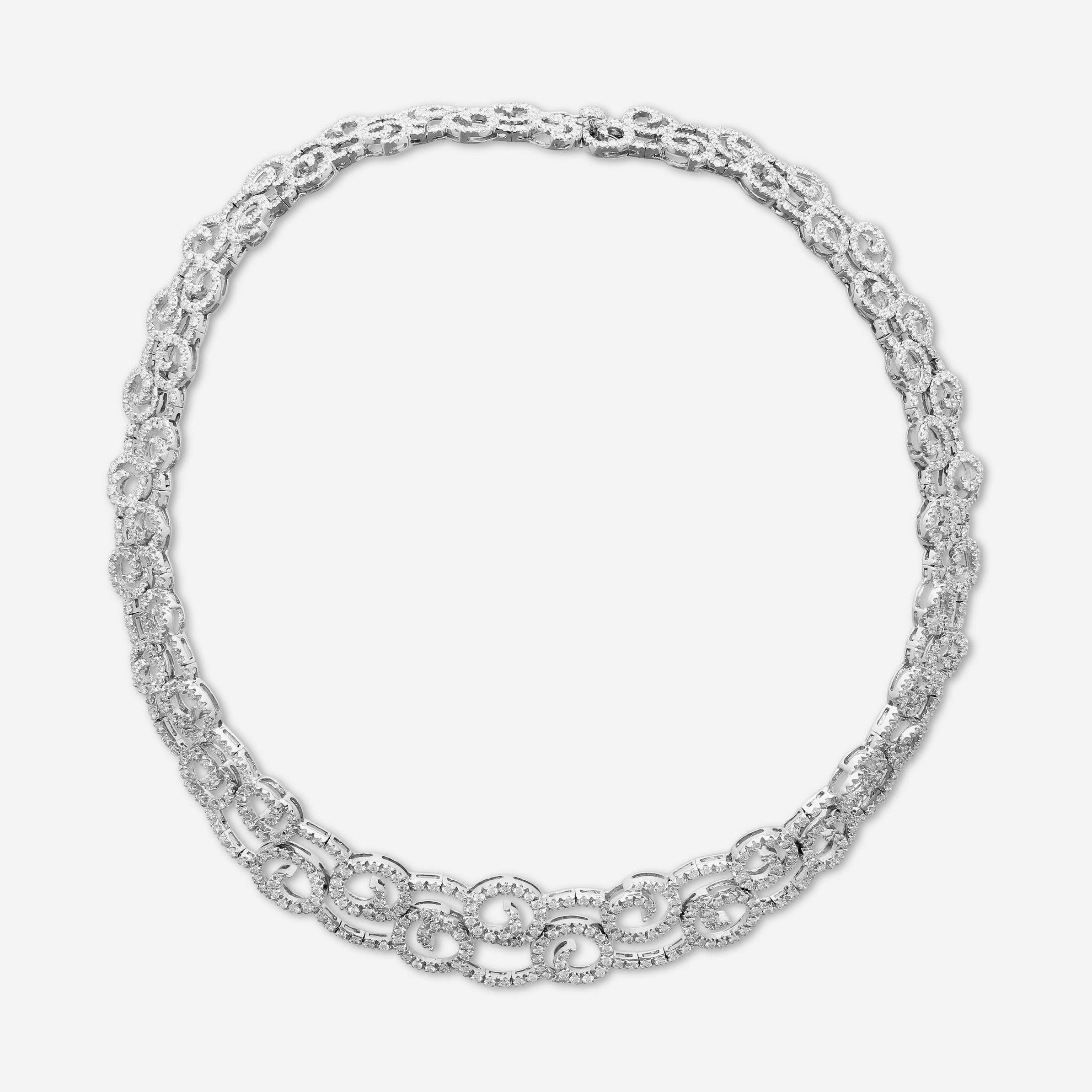 Diana M. Jewels 18K White Gold Diamond Swirl Choker Necklace DNK1505