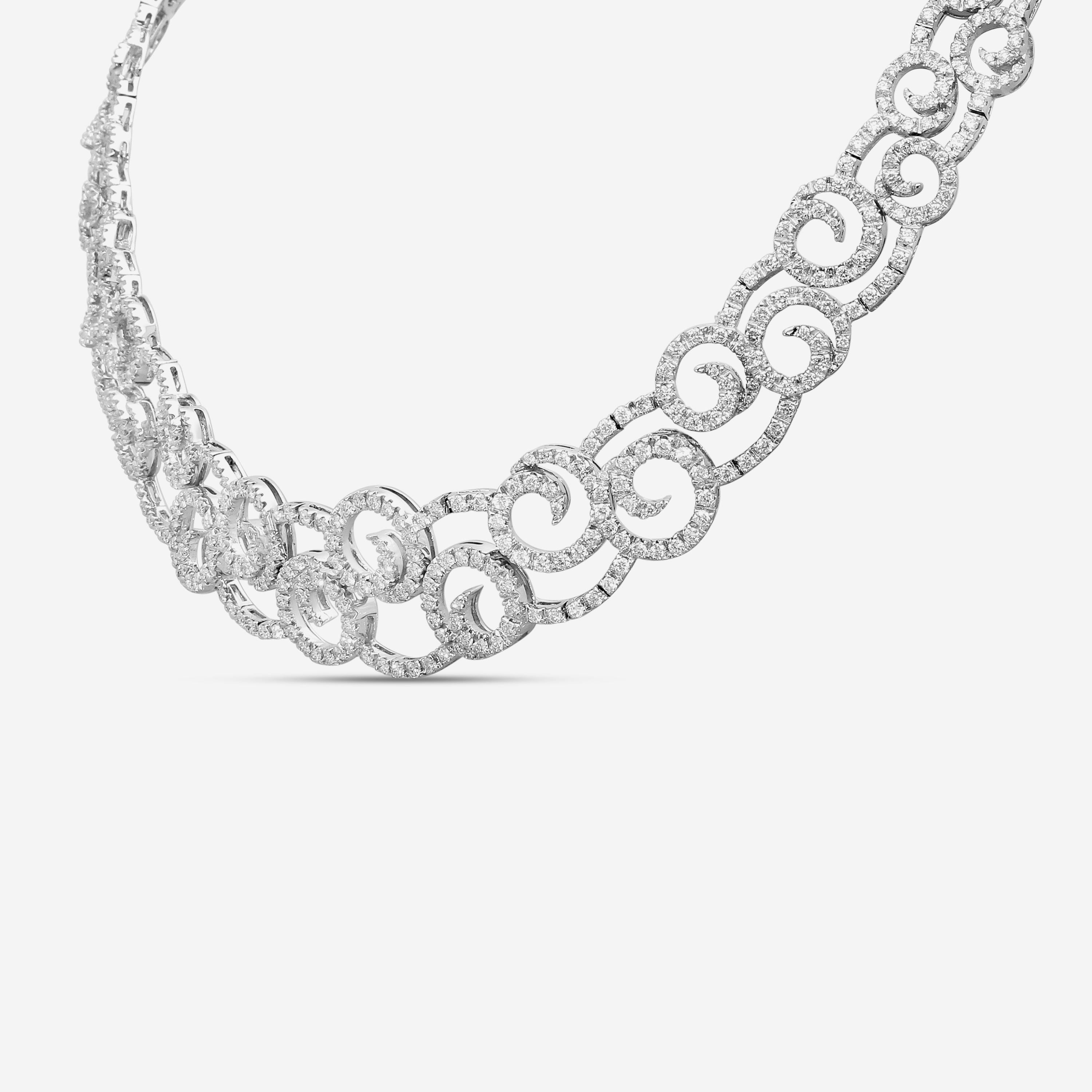 Diana M. Jewels 18K White Gold Diamond Swirl Choker Necklace DNK1505 — view 3