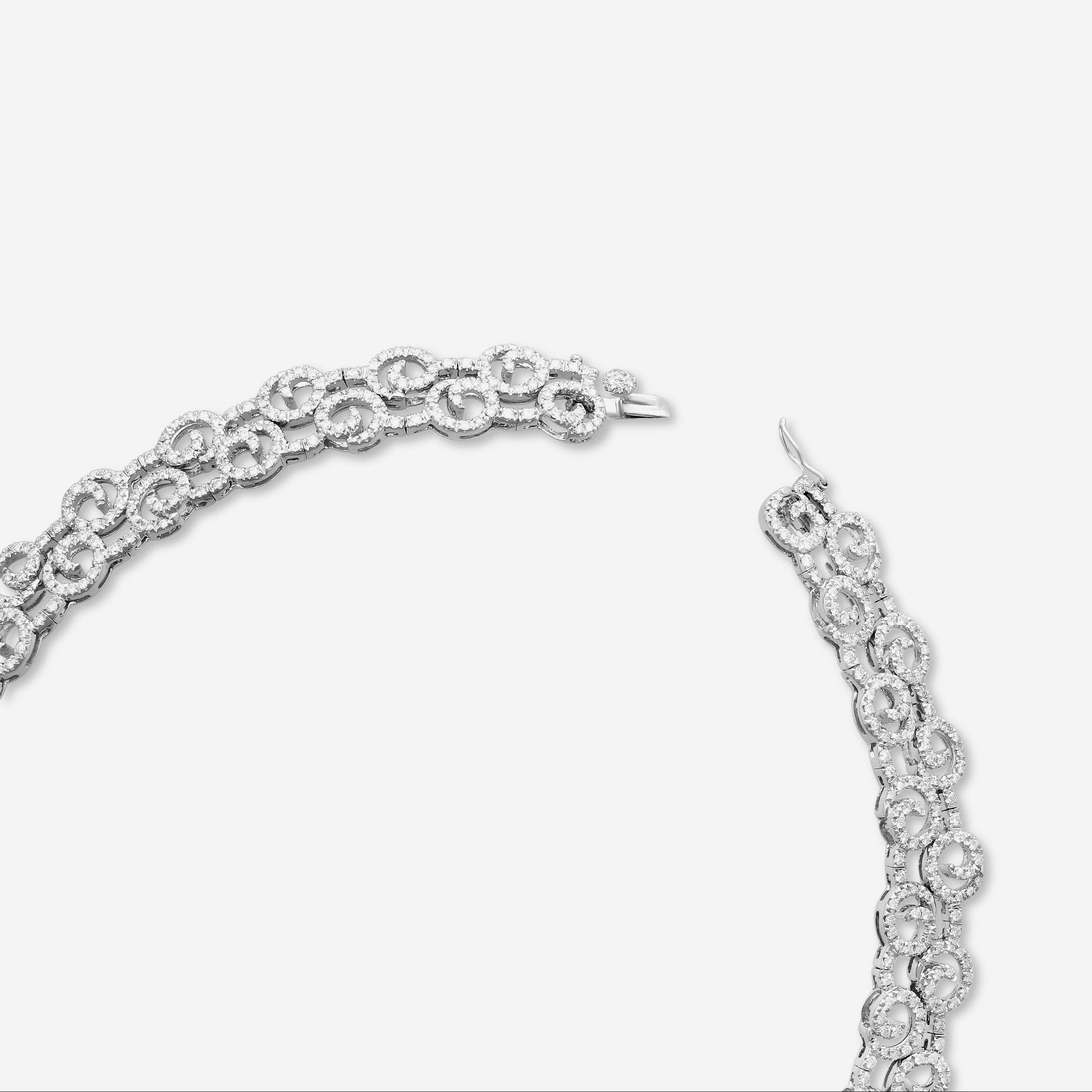 Diana M. Jewels 18K White Gold Diamond Swirl Choker Necklace DNK1505 — view 4