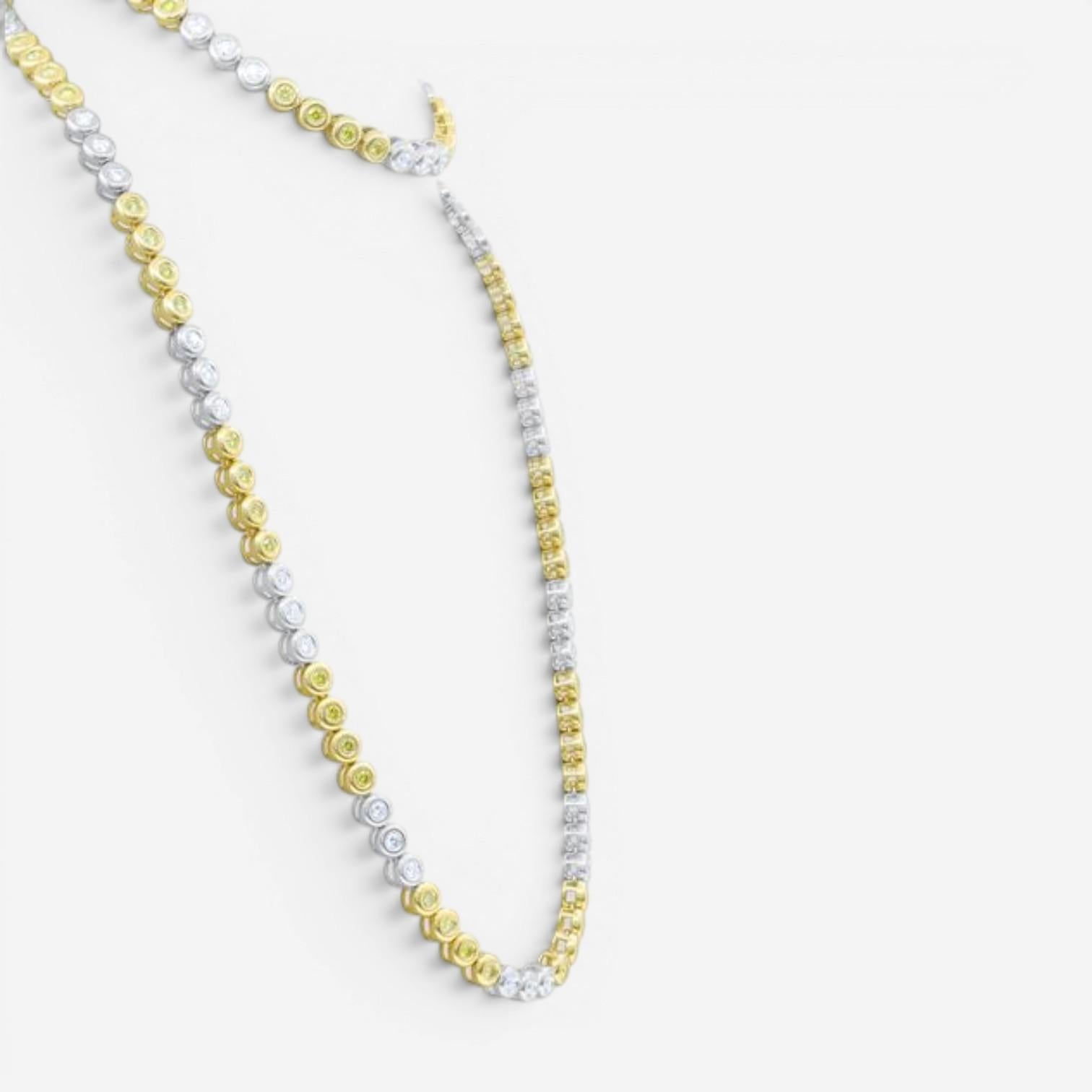 Diana M. Jewels 14K White & Yellow Gold Diamond Long Station Necklace DNK881 — view 2