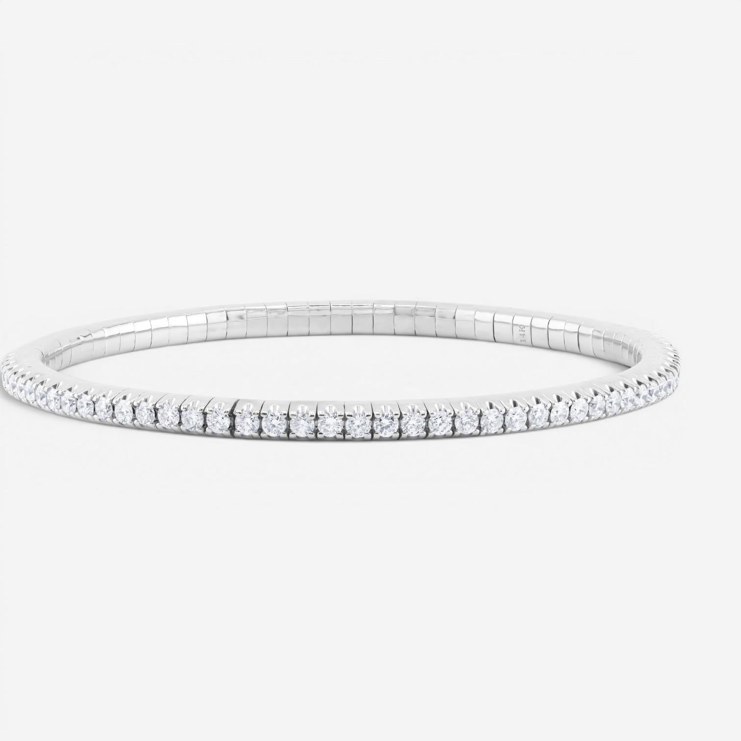 Diana M. Jewels 14K White Gold Diamond Flexible Bangle Bracelet BDB277