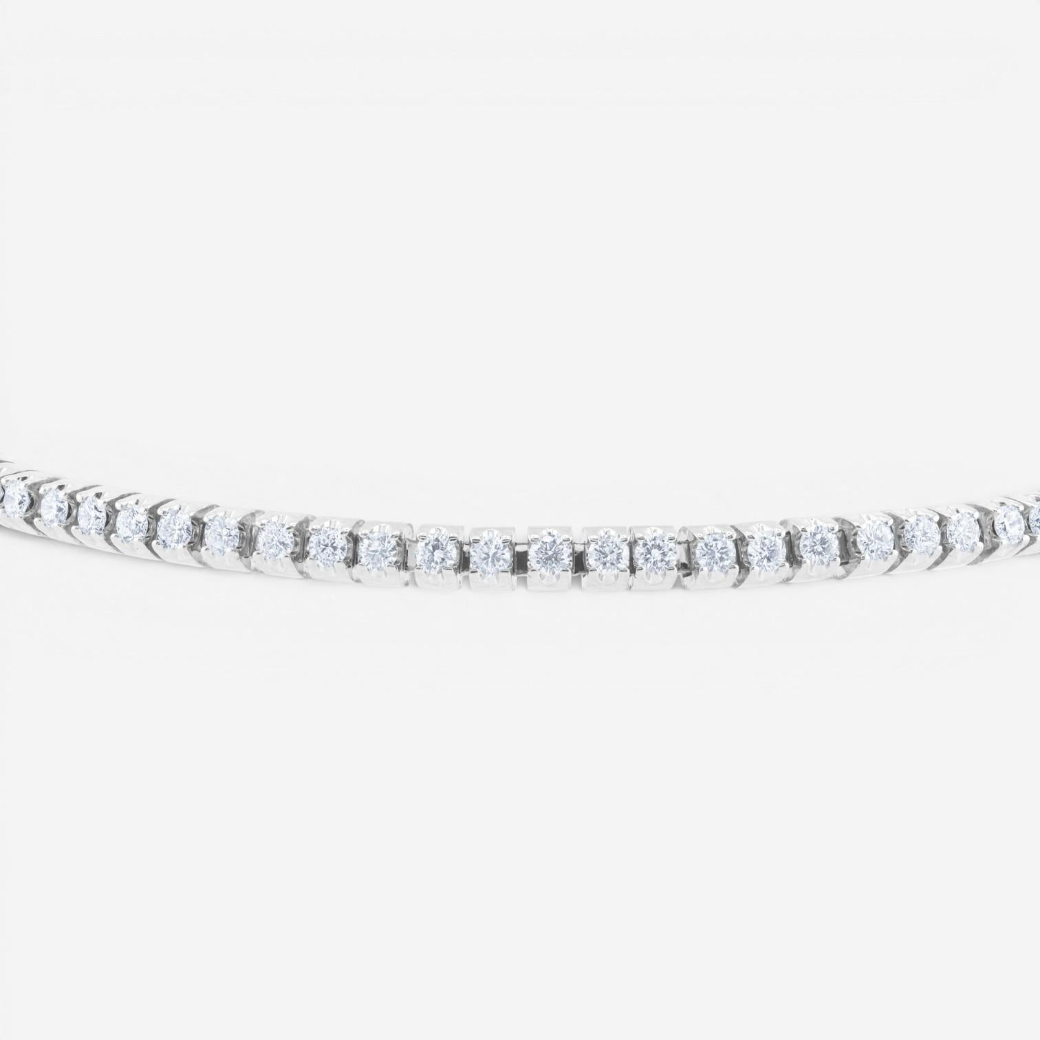 Diana M. Jewels 14K White Gold Diamond Flexible Bangle Bracelet BDB277 — view 2