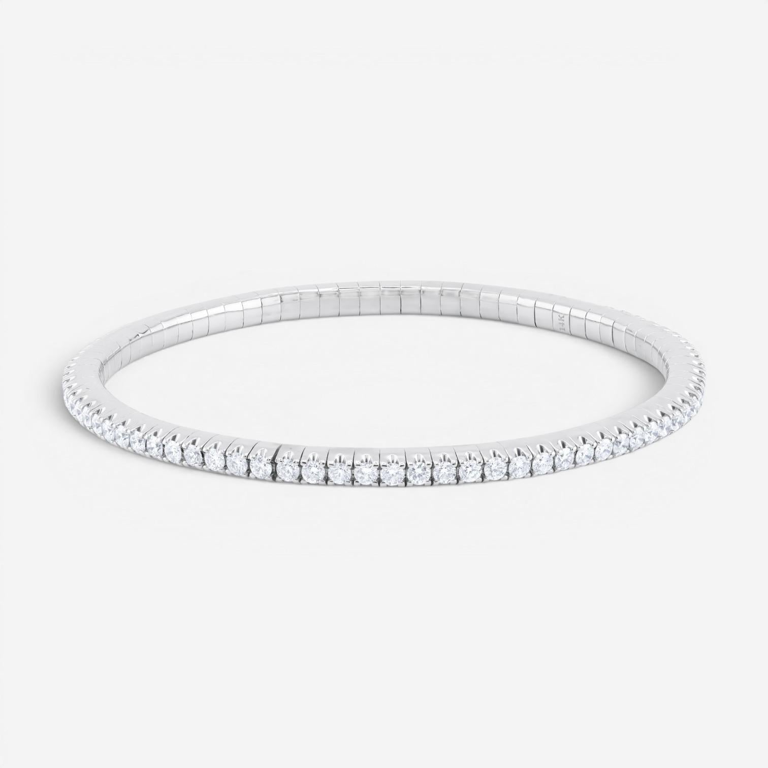 Diana M. Jewels 14K White Gold Diamond Flexible Bangle Bracelet BDB277 — view 3