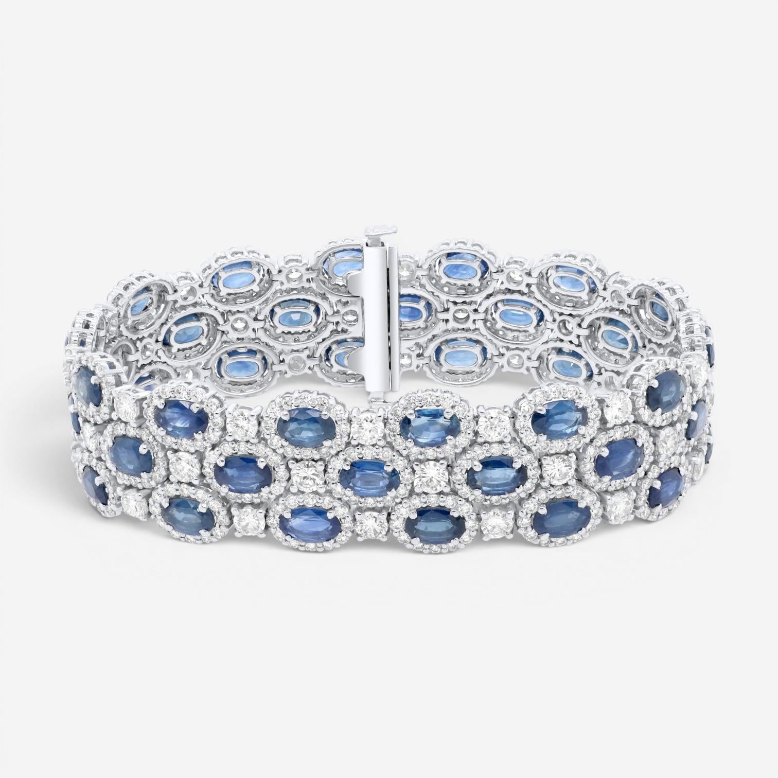 Diana M. Jewels 18K White Gold Sapphire & Diamond Multi-Strand Bracelet TB1832-1