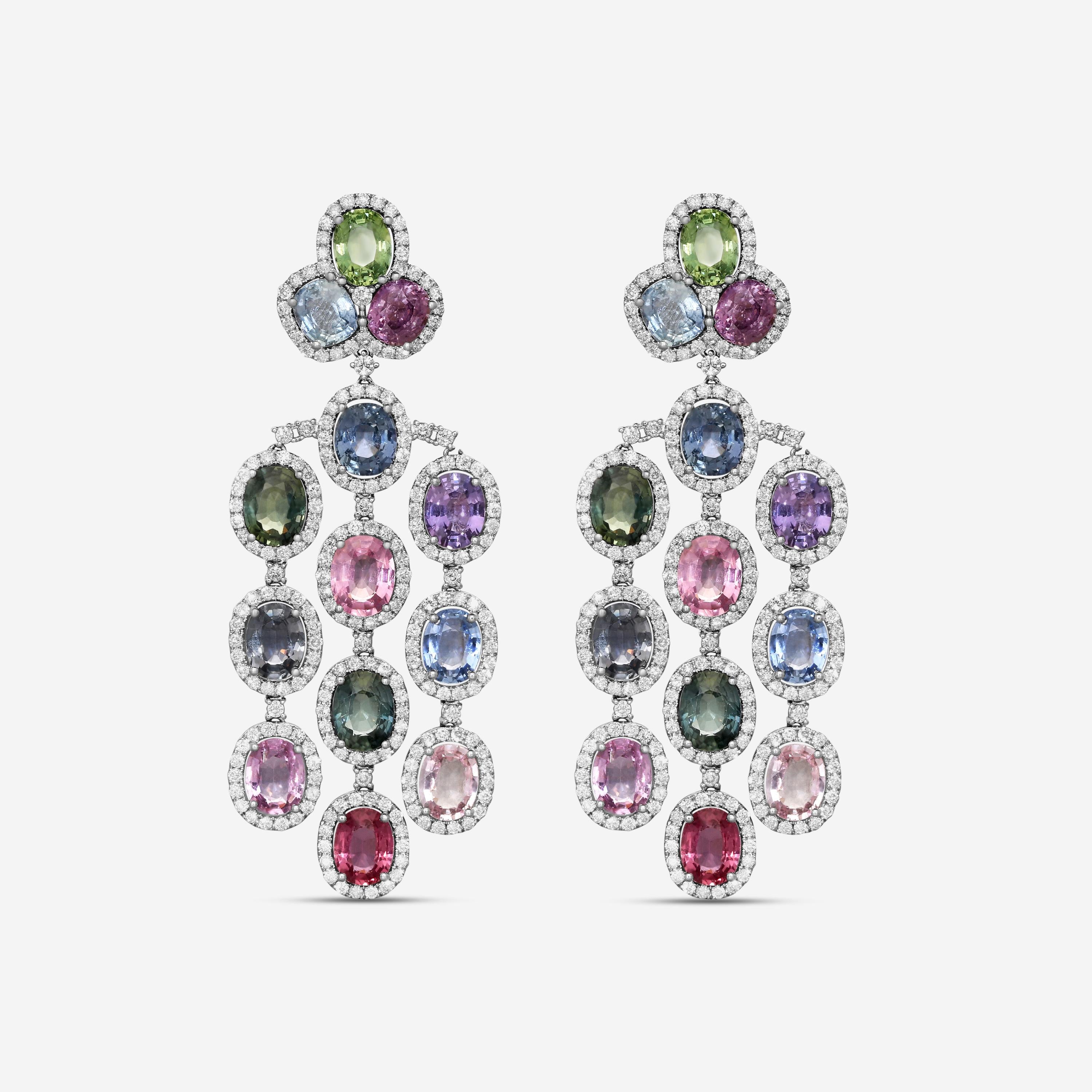 Diana M. Jewels 18K White Gold Sapphire & Diamond Chandelier Earrings CSE242
