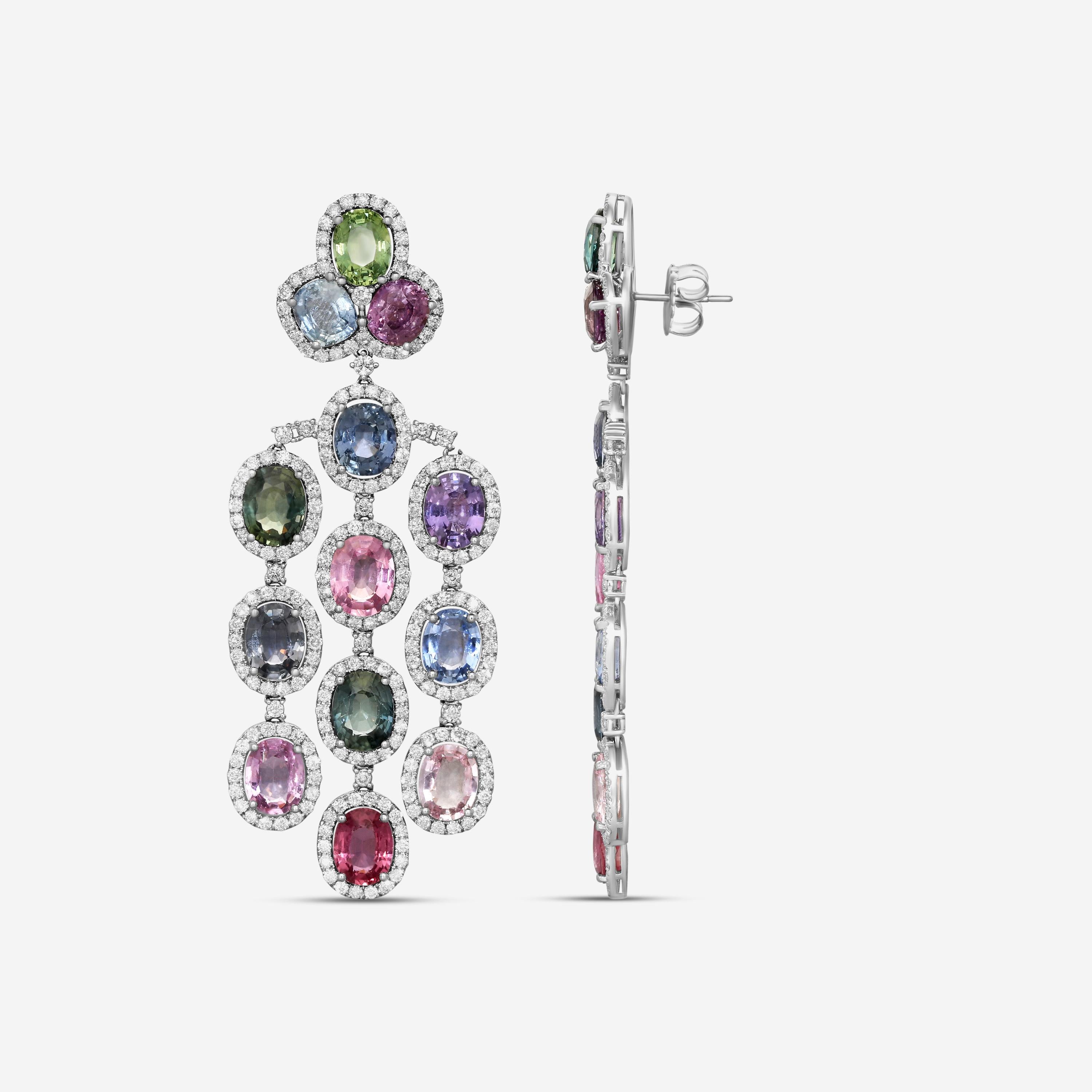Diana M. Jewels 18K White Gold Sapphire & Diamond Chandelier Earrings CSE242 — view 5