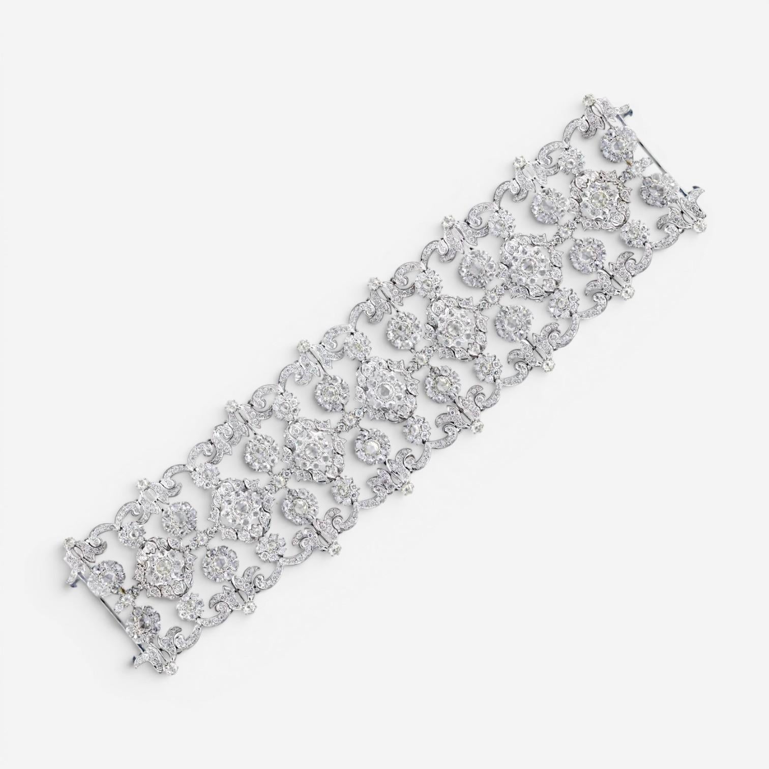 Diana M. Jewels 18K White Gold Diamond Flower Bracelet LB597-15 — view 2