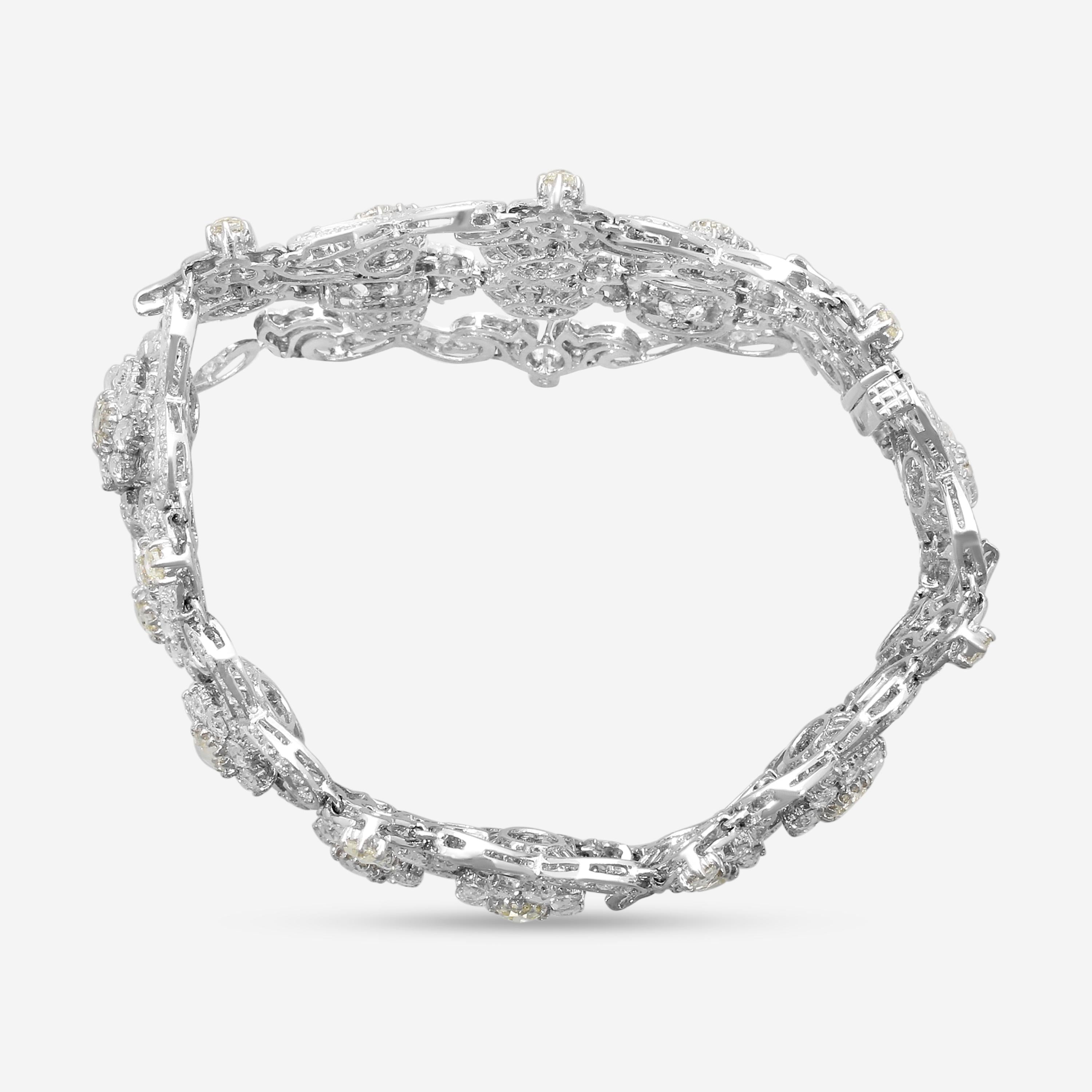 Diana M. Jewels 18K White Gold Diamond Flower Bracelet LB597-15 — view 3
