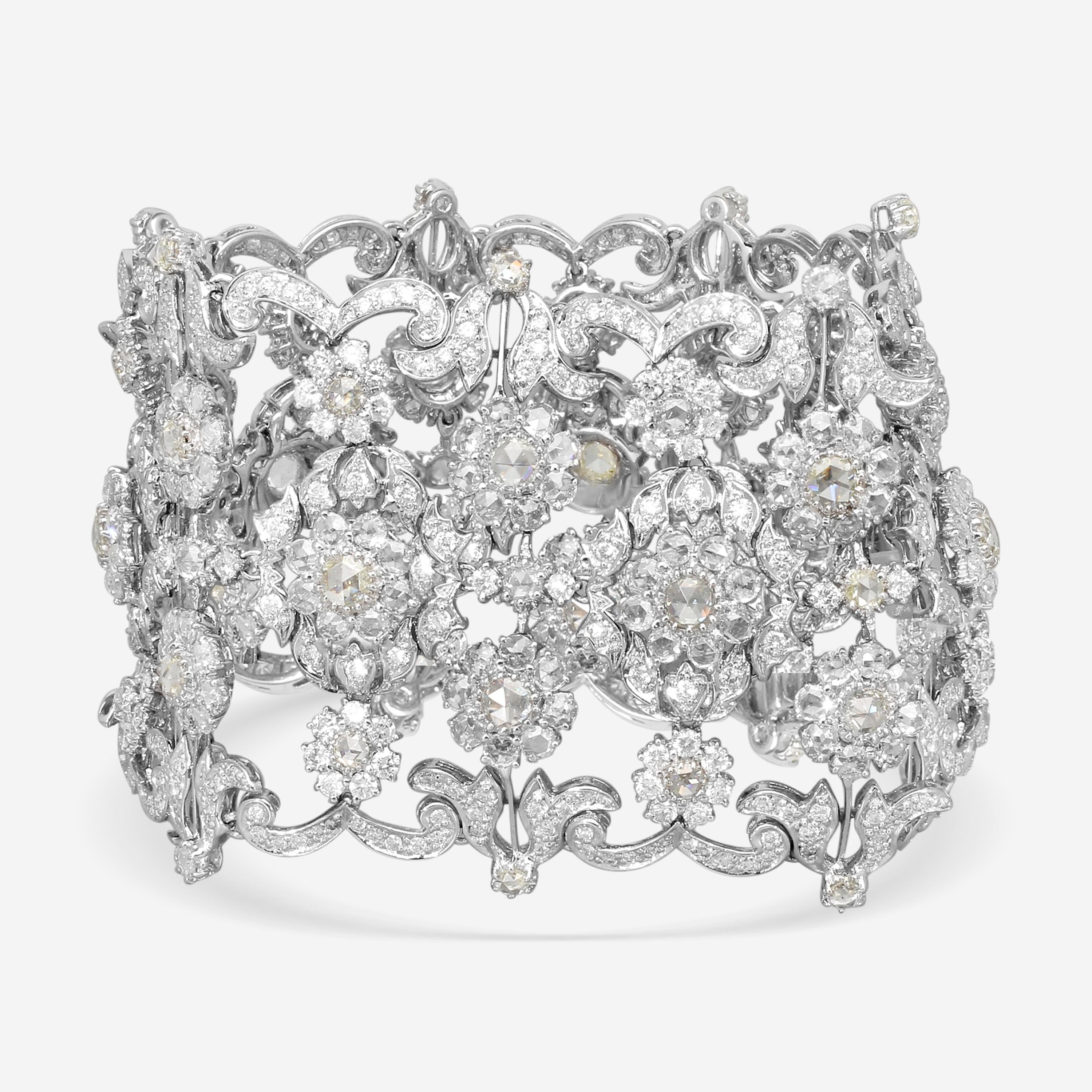 Diana M. Jewels 18K White Gold Diamond Flower Bracelet LB597-15 — view 4