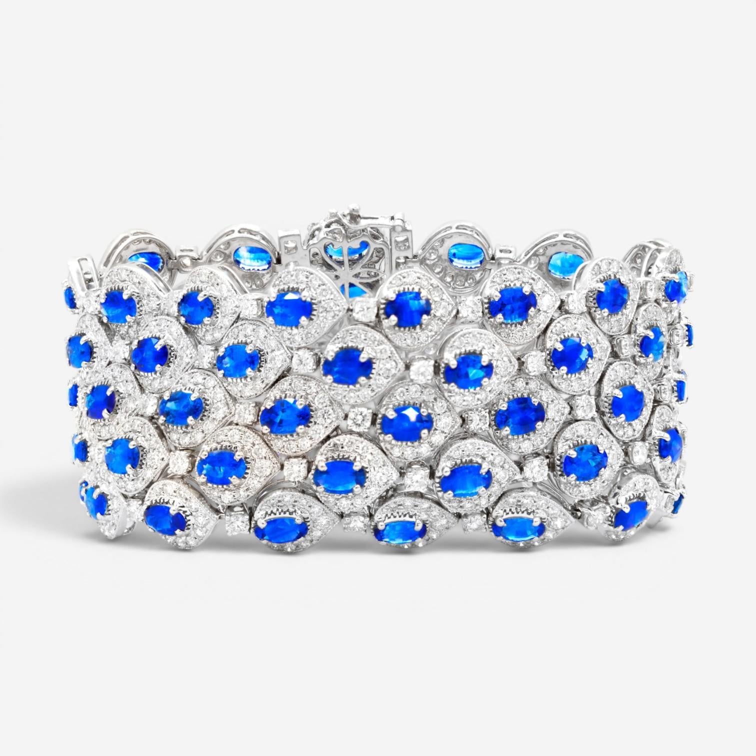 Diana M. Jewels 18K White Gold Sapphire & Diamond Multi-Strand Bracelet DBR2641