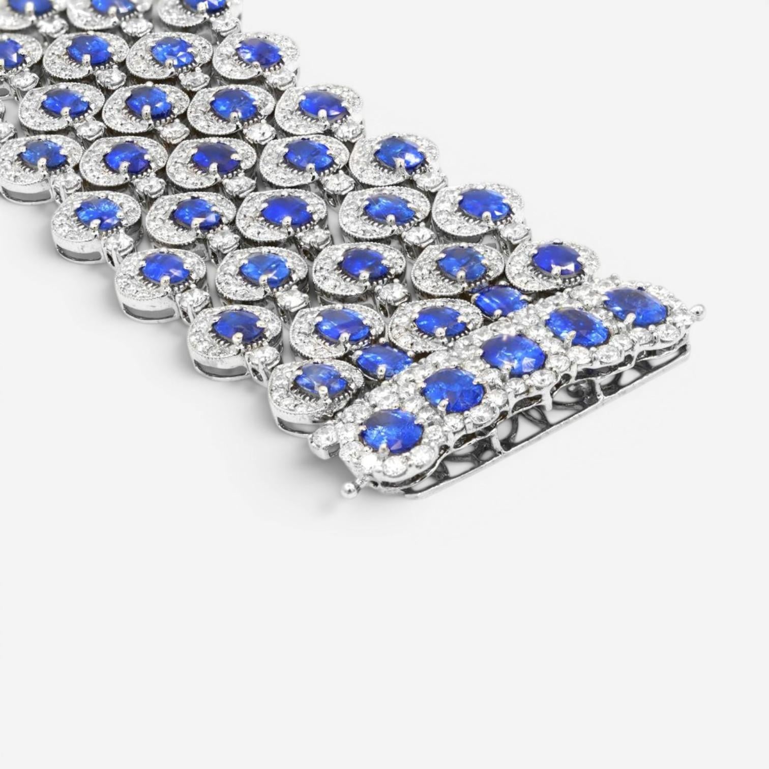 Diana M. Jewels 18K White Gold Sapphire & Diamond Multi-Strand Bracelet DBR2641 — view 2