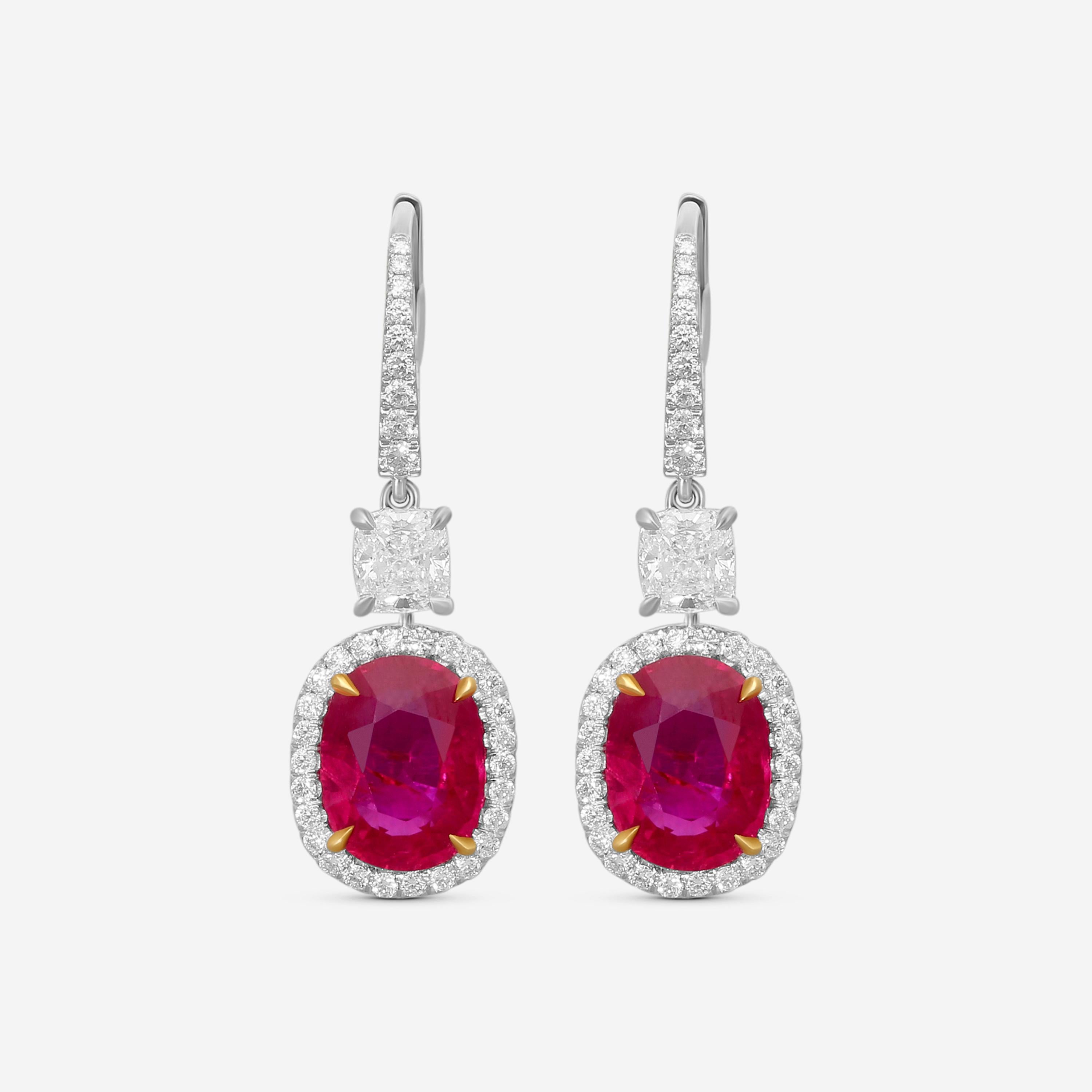 Diana M. Jewels 18K White Gold Ruby & Diamond Drop Earrings CSE260