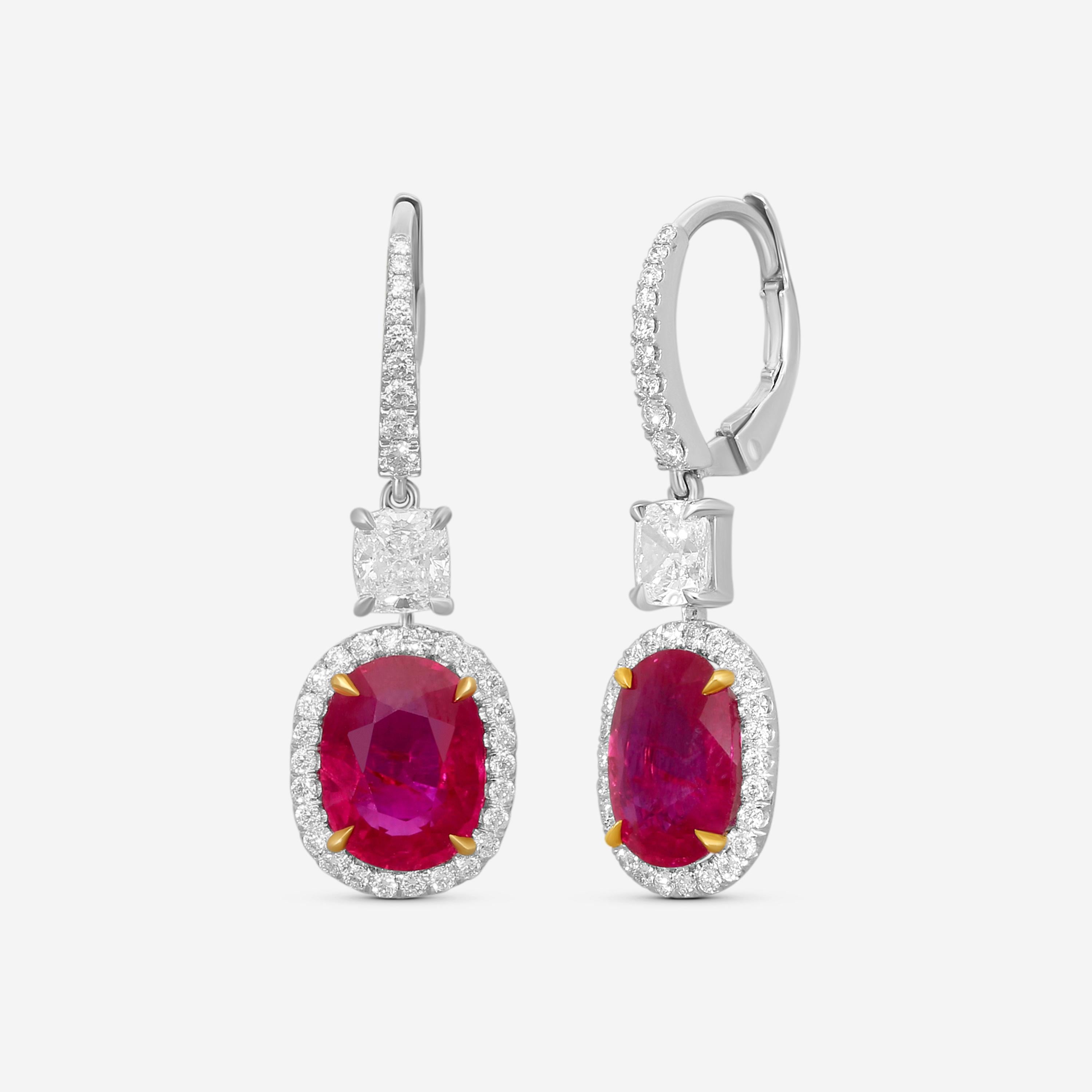 Diana M. Jewels 18K White Gold Ruby & Diamond Drop Earrings CSE260 — view 2