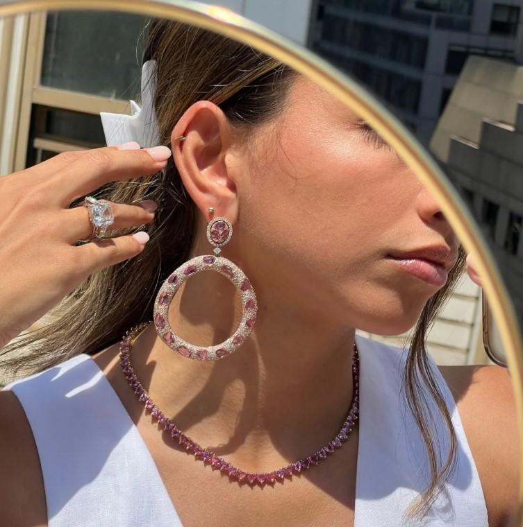 Diana M. Jewels 18K Rose Gold Sapphire & Diamond Drop Earrings R15156-133 — view 2