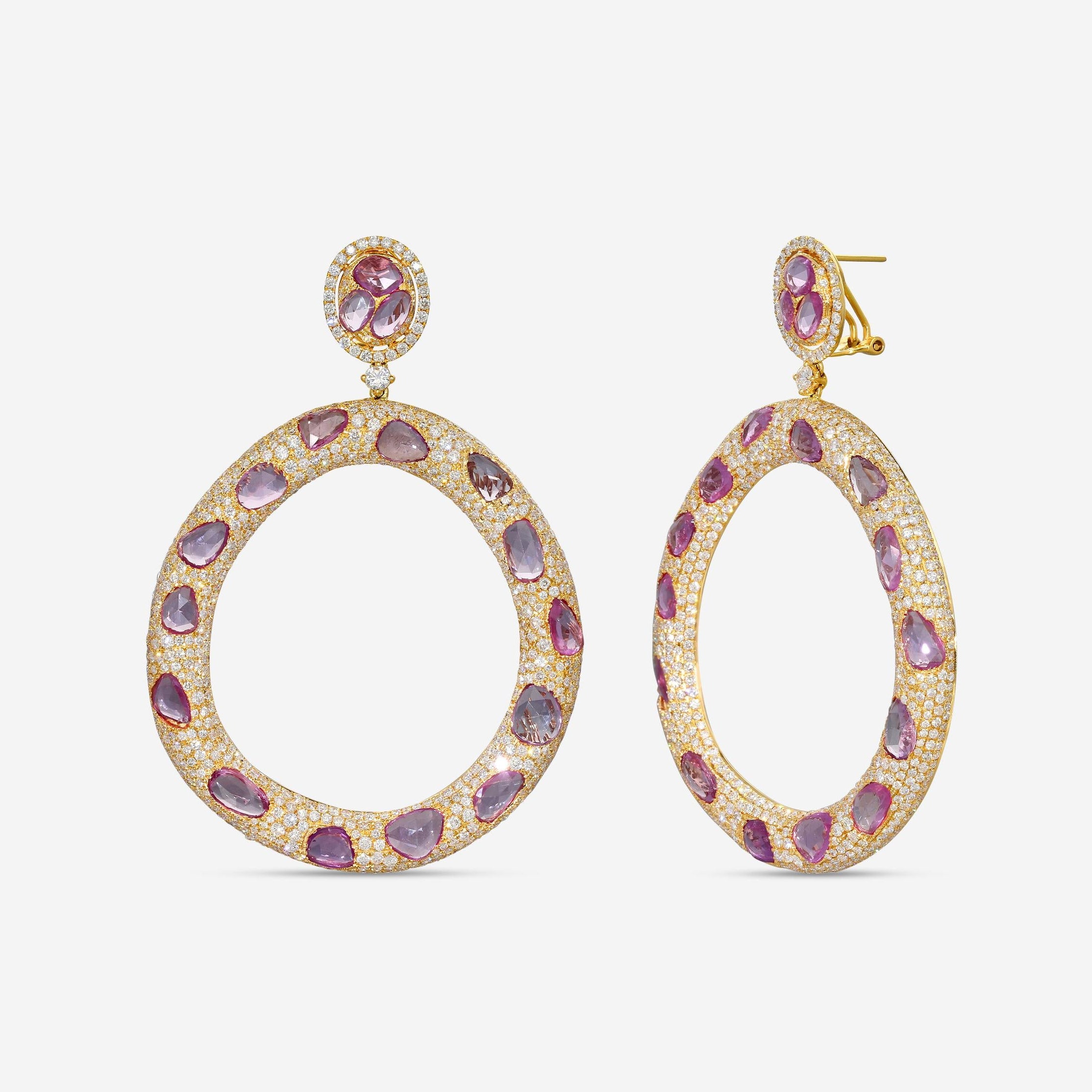 Diana M. Jewels 18K Rose Gold Sapphire & Diamond Drop Earrings R15156-133 — view 3