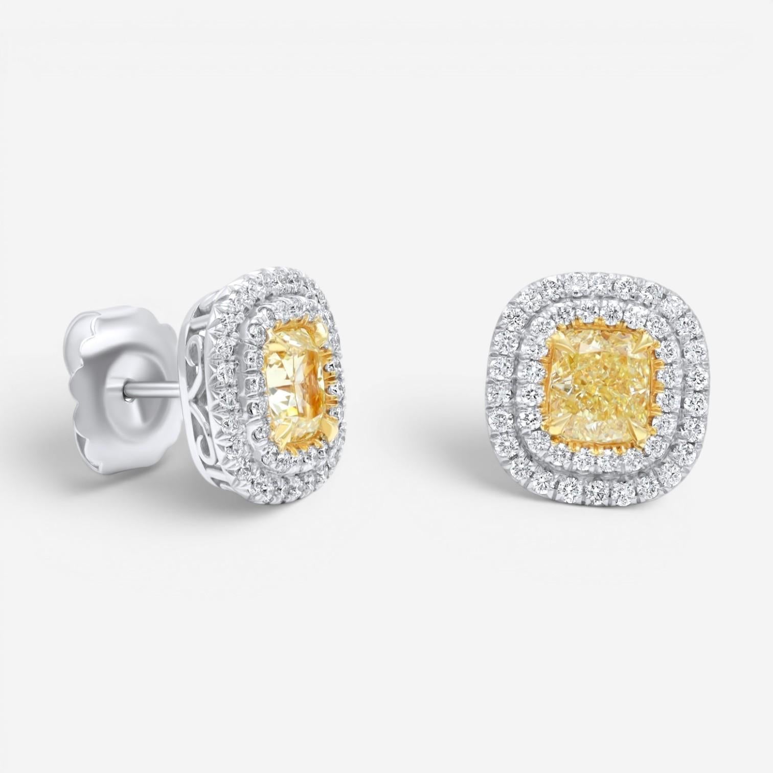 Diana M. Jewels 18K Yellow Gold Diamond Stud Earrings DEA1966 — view 2