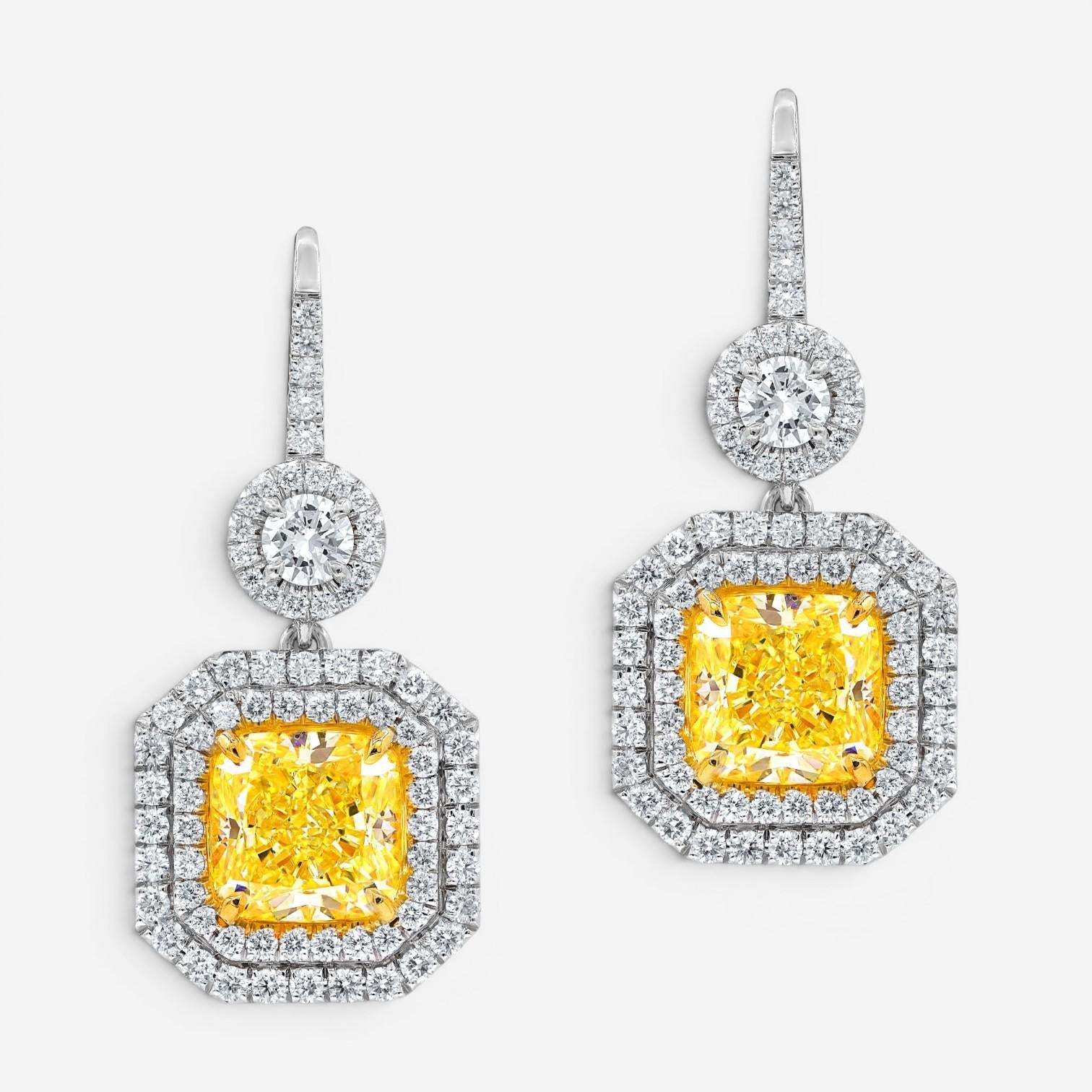 Diana M. Jewels 18K Yellow Gold Diamond Double Drop Earrings DEA2055