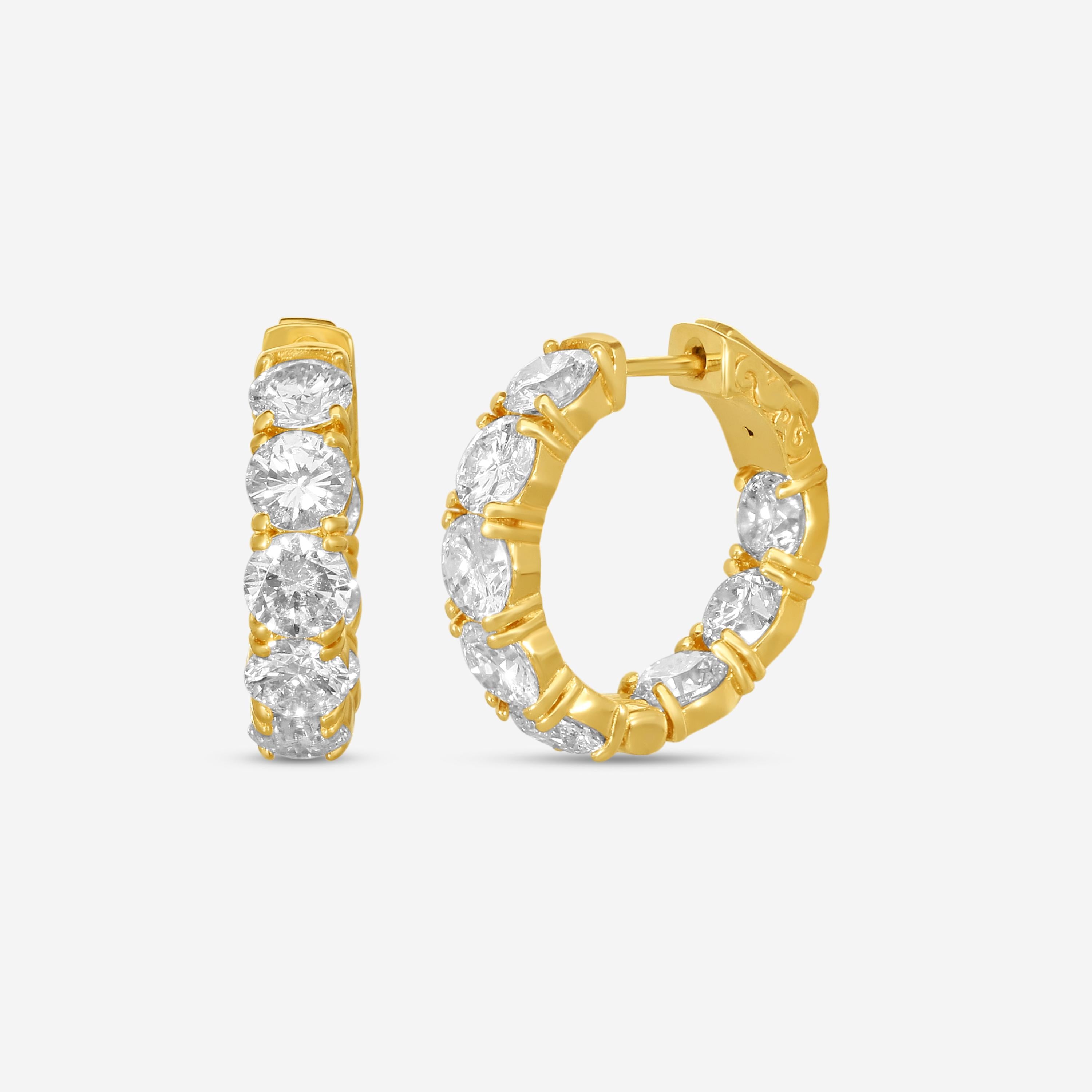 Diana M. Jewels 18K Yellow Gold Diamond Inside-Out Hoop Earrings DEA2301